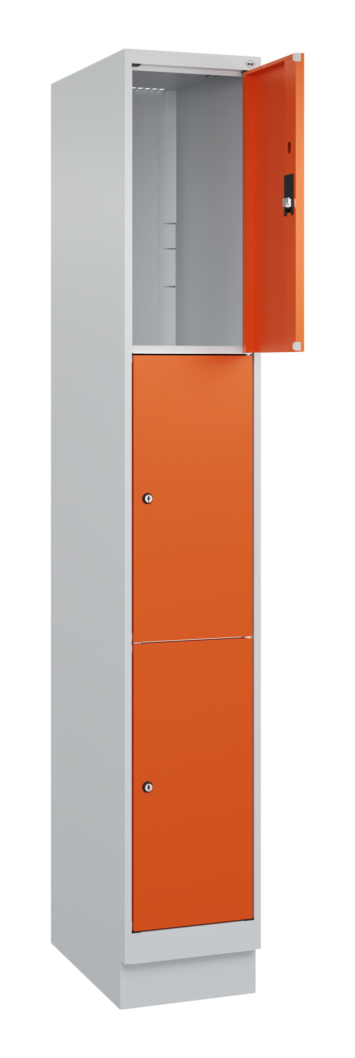 Schließfachschrank Classic Plus, Sockel, 3 Fächer, 1950x300x500mm
