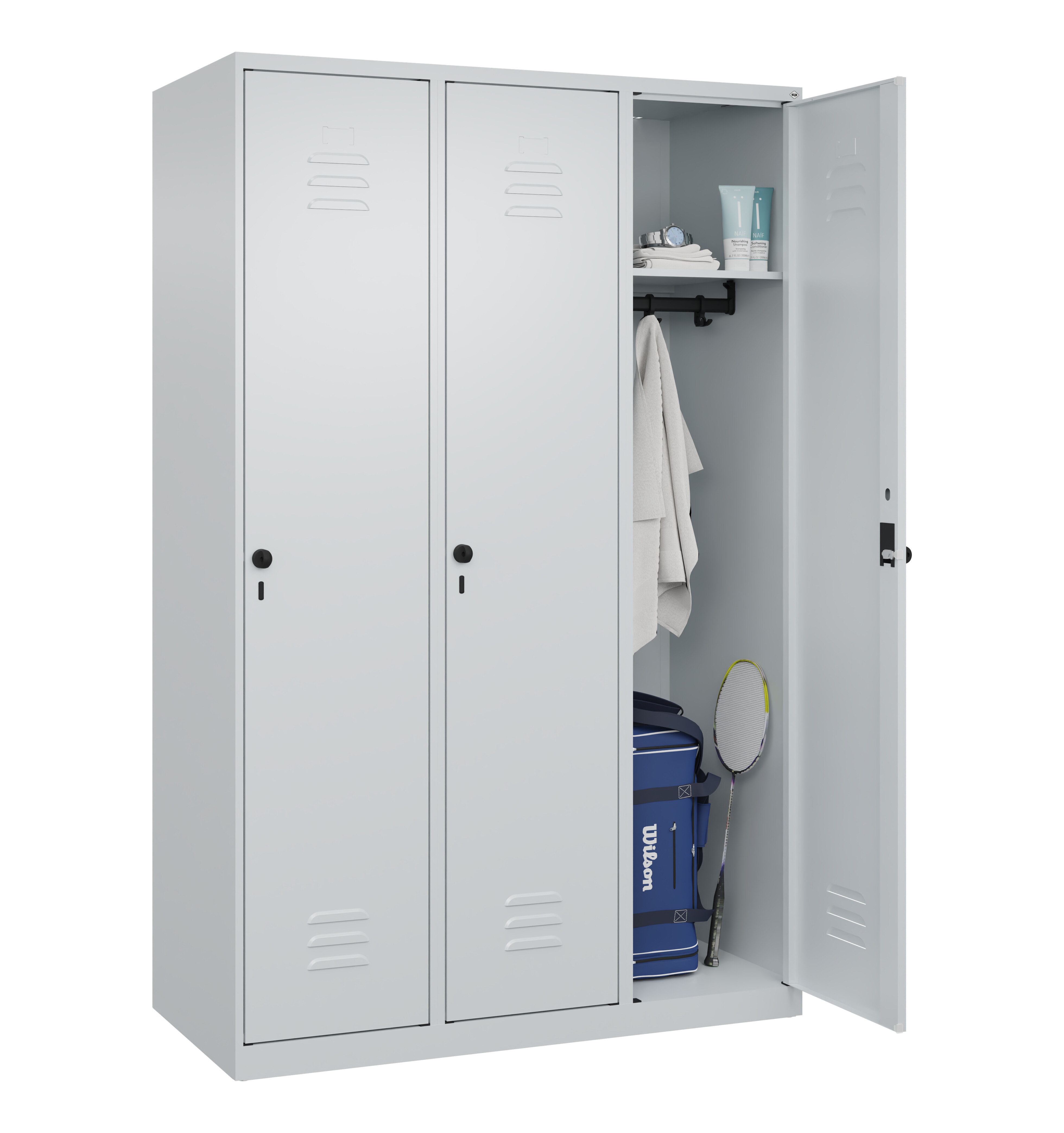 Spind Classic Plus, 3 Abteile, 1850x1200x500mm Spind Classic Plus, 3 Abteile, 1850x1200x500mm