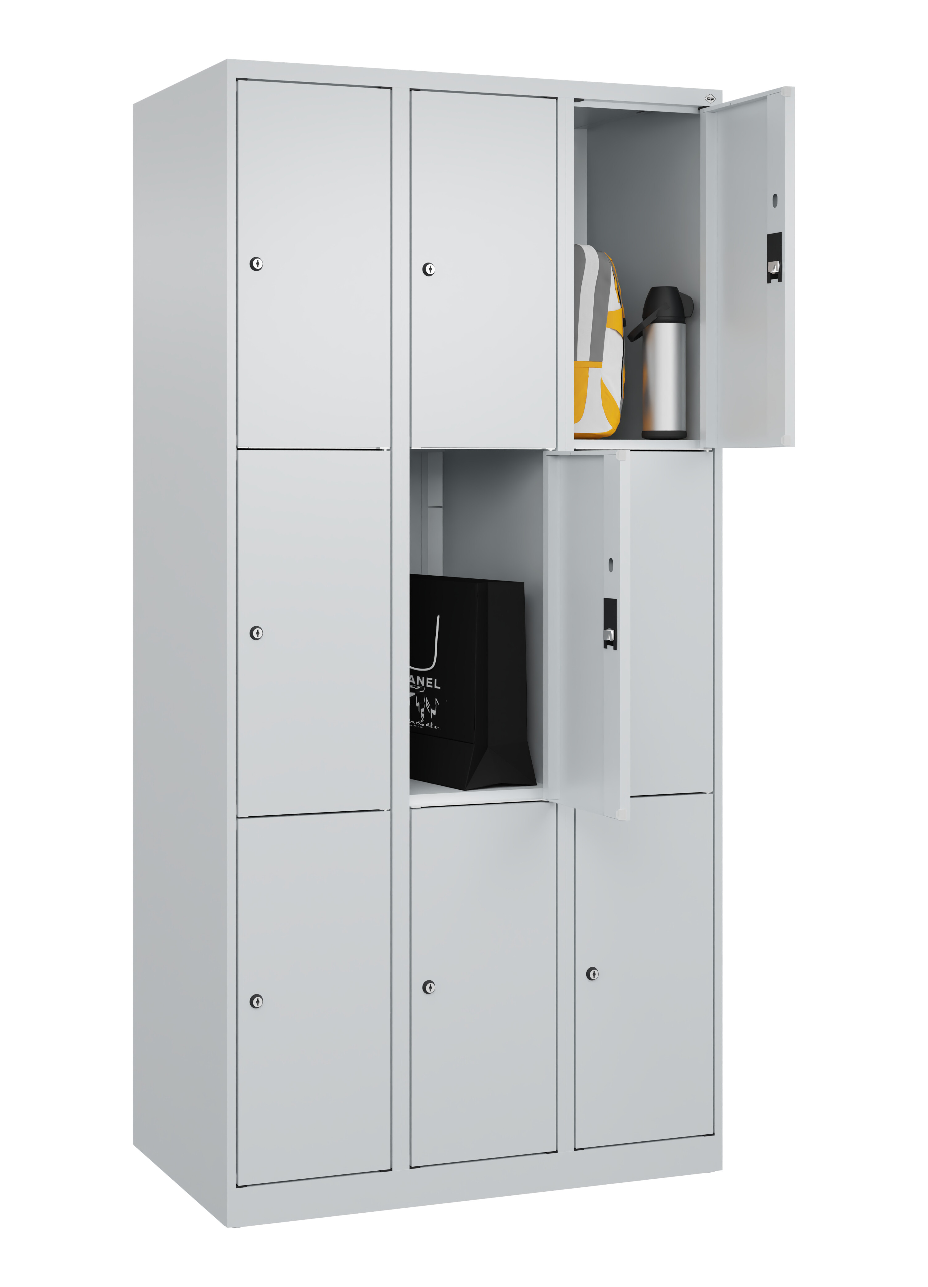 Schließfachschrank Classic Plus, 9 Fächer, 1850x900x500mm