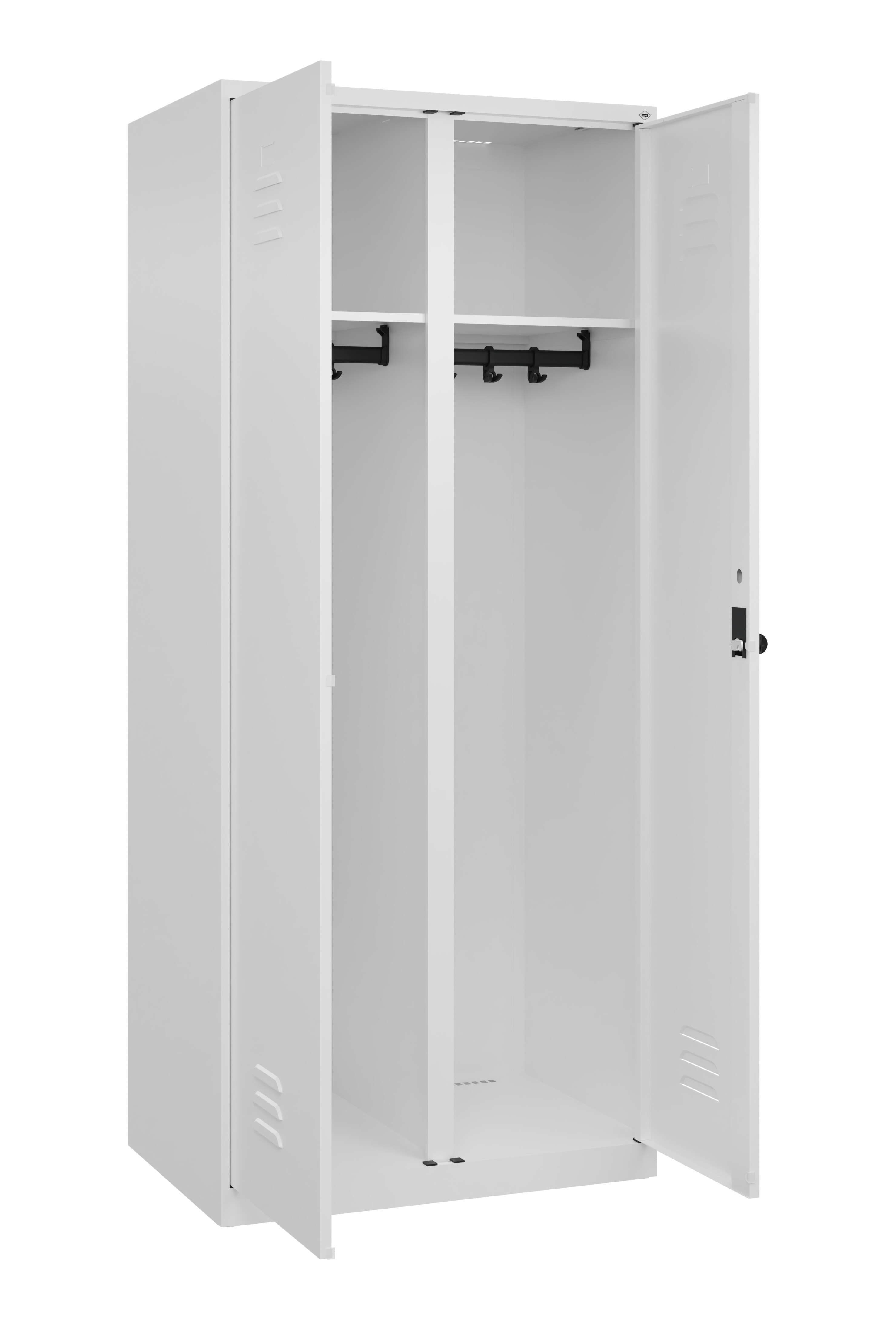 Schwarz-Weiß-Spind Classic Plus, 2 Abteile, 1850x800x500mm Schwarz-Weiß-Spind Classic Plus, 2 Abteile, 1850x800x500mm