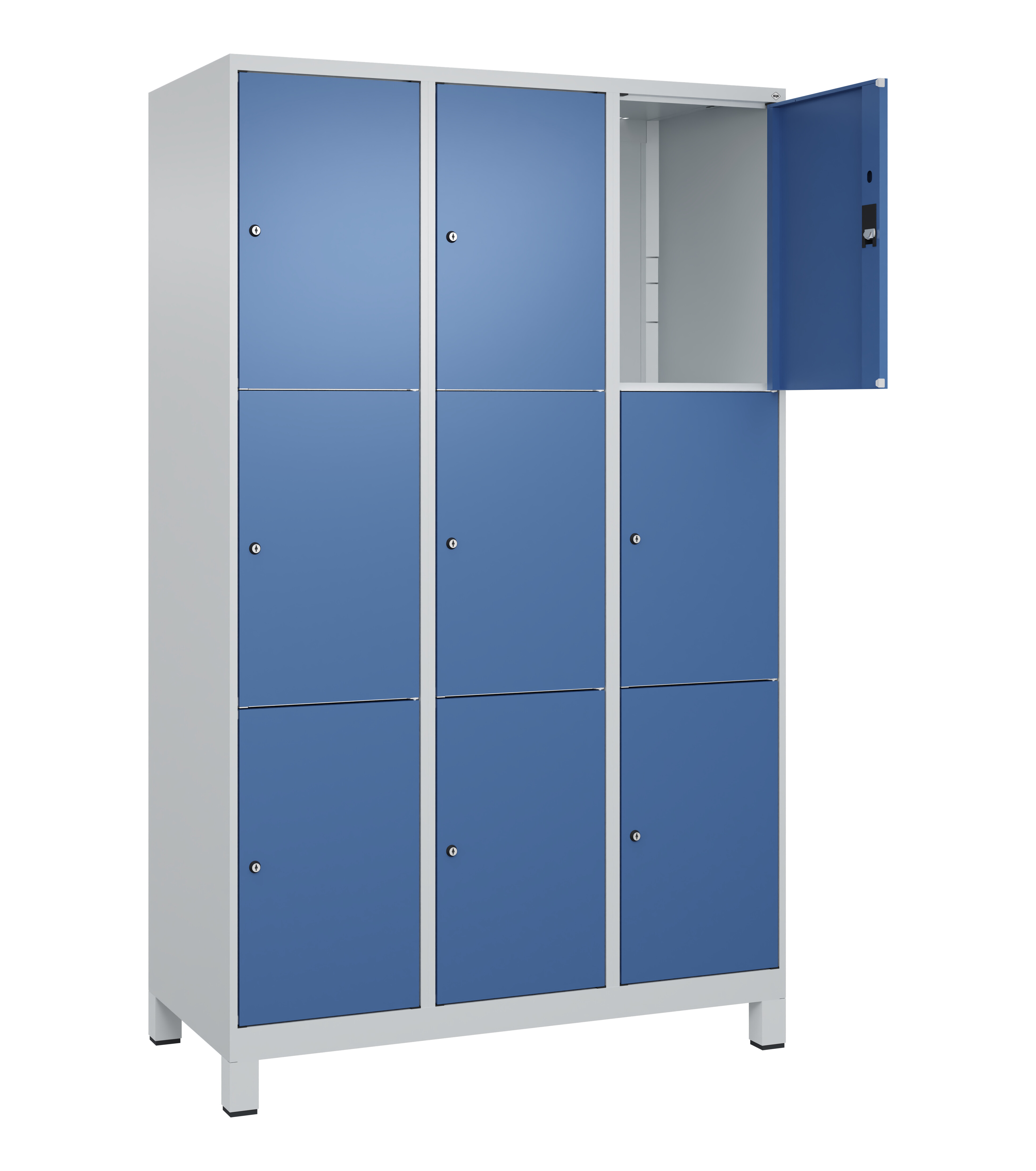 Schließfachschrank Classic Plus, Füße, 9 Fächer, 1950x1200x500mm