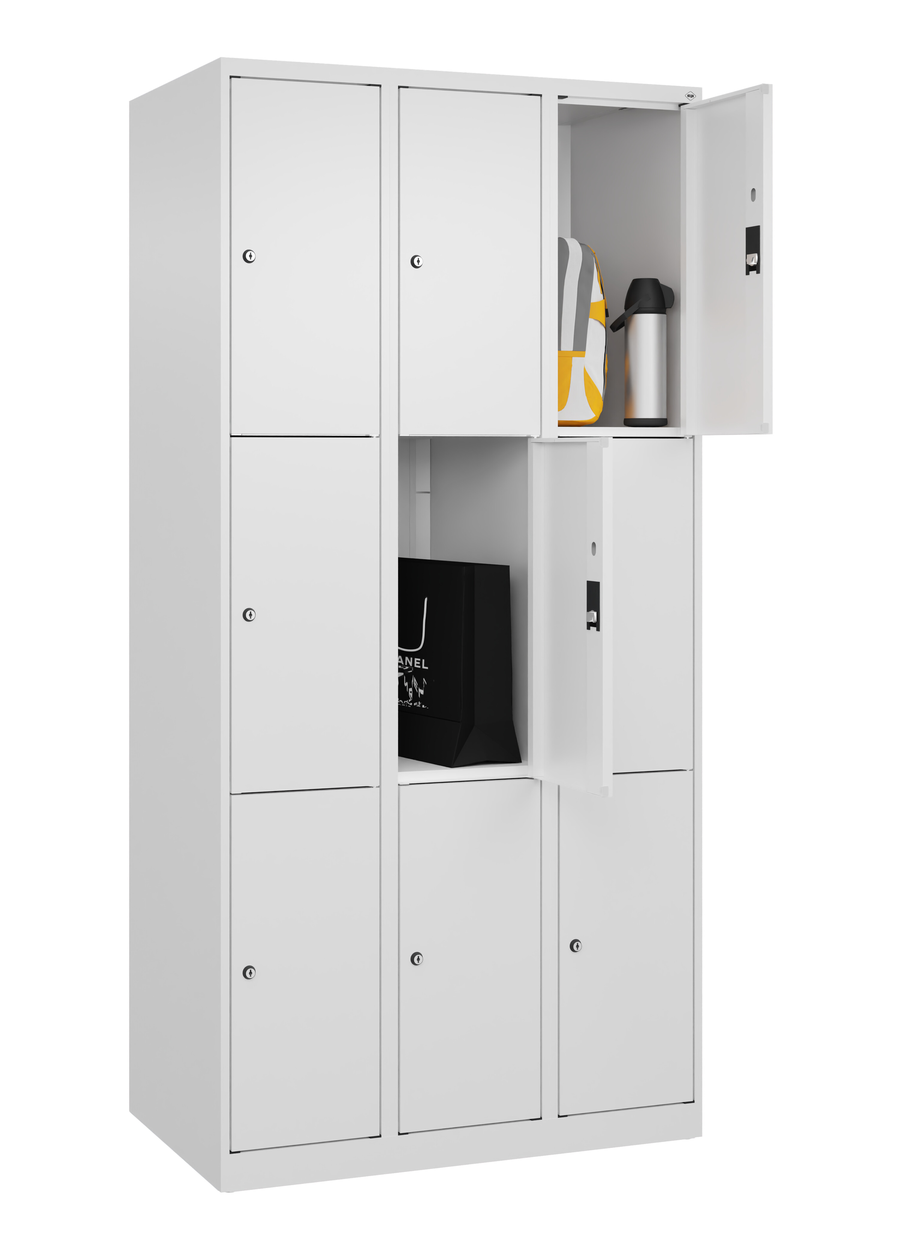 Schließfachschrank Classic Plus, 9 Fächer, 1850x900x500mm