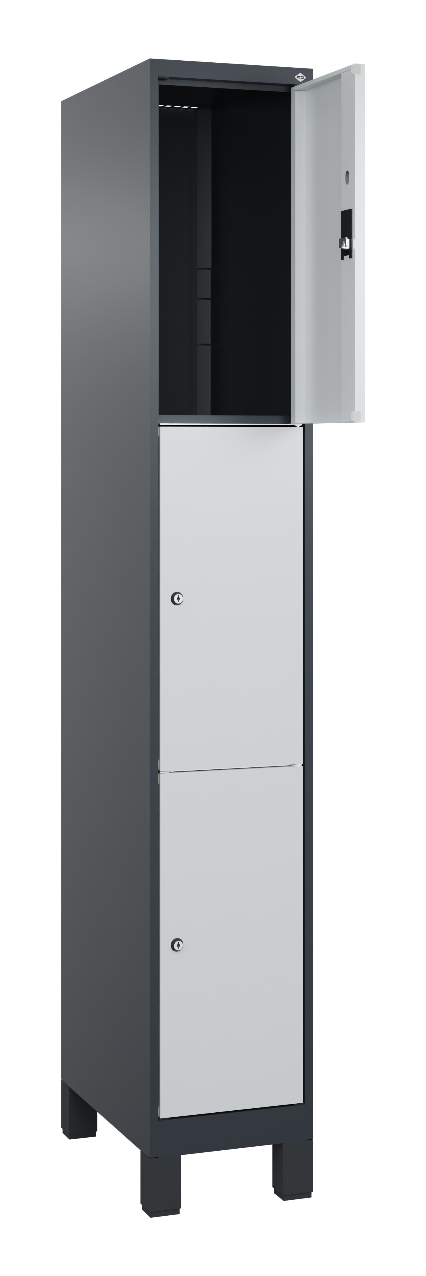 Schließfachschrank Classic Plus, Füße, 3 Fächer, 1950x300x500mm Schließfachschrank Classic Plus, Füße, 3 Fächer, 1950x300x500mm