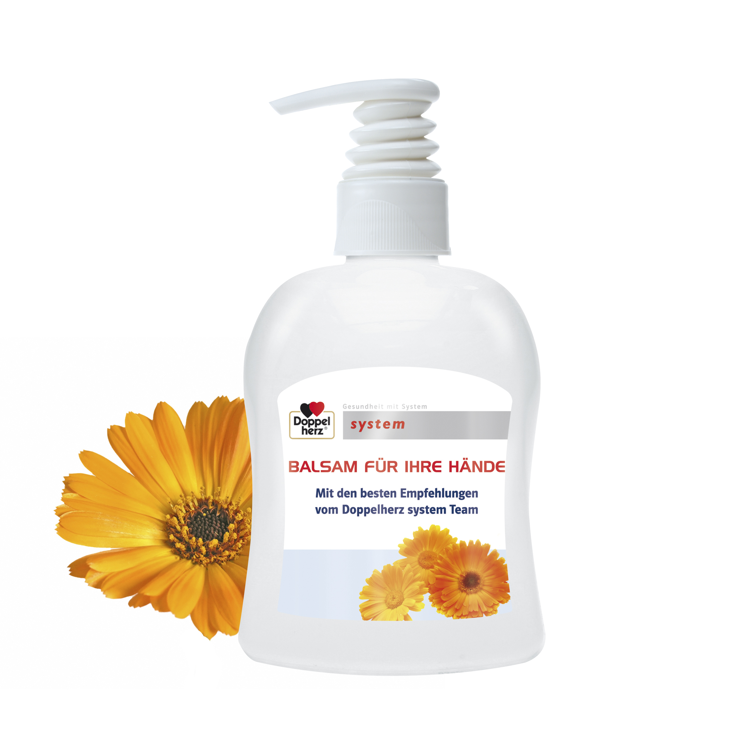 300 ml PET Spender weiß - Handbalsam Ringelblume - Aloe Vera - Body Label (VS & RS) 300 ml PET Spender weiß - Handbalsam Ringelblume - Aloe Vera - Body Label (VS & RS)