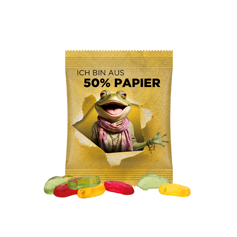 Minitüte 15 g Papierfolie weiß Trolli Fruchtgummi Autos Minitüte 15 g Papierfolie weiß Trolli Fruchtgummi Autos