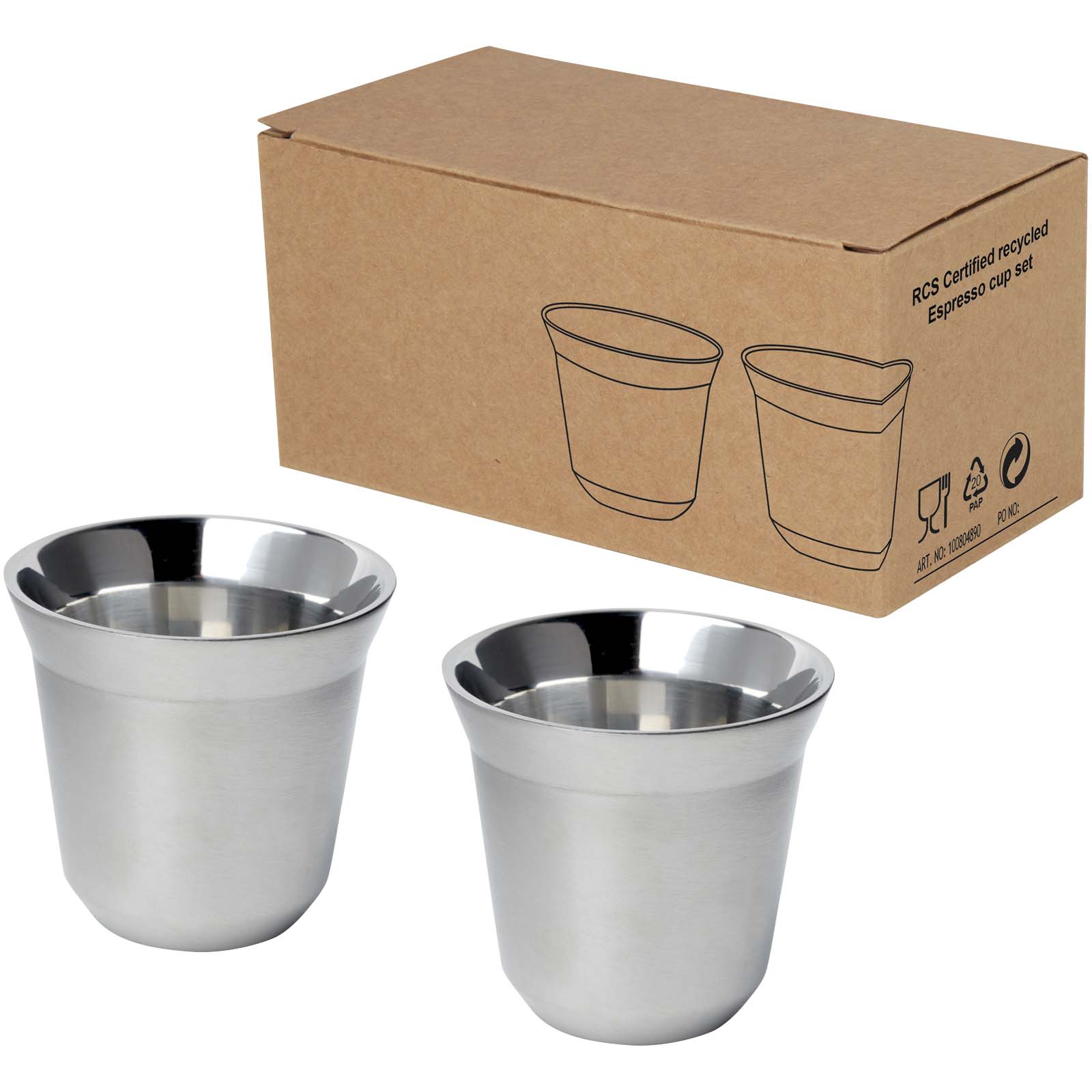 Duo 80 ml RCS-zertifiziertes Espressotassen Set aus Edelstahl Duo 80 ml RCS-zertifiziertes Espressotassen Set aus Edelstahl