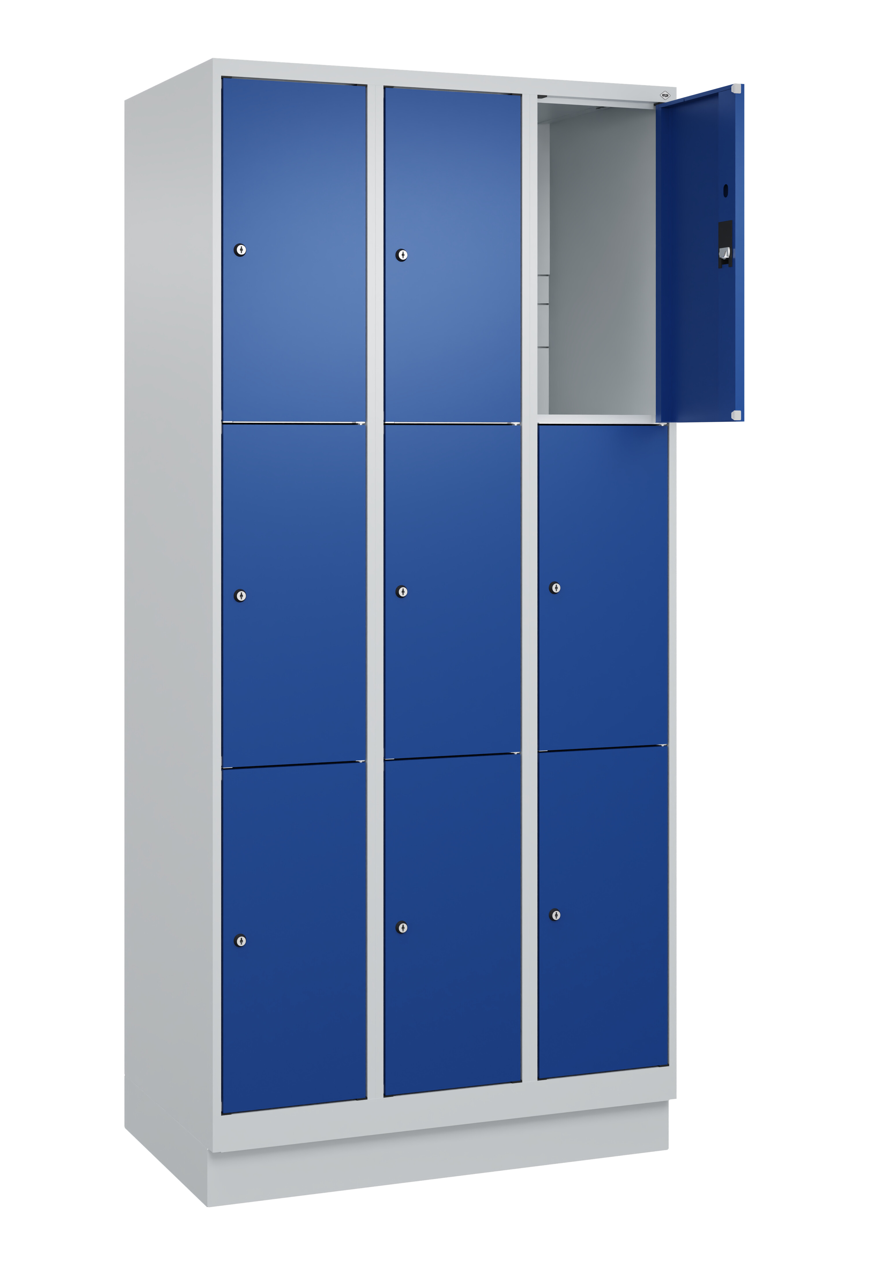 Schließfachschrank Classic Plus, Sockel, 9 Fächer, 1950x900x500mm Schließfachschrank Classic Plus, Sockel, 9 Fächer, 1950x900x500mm