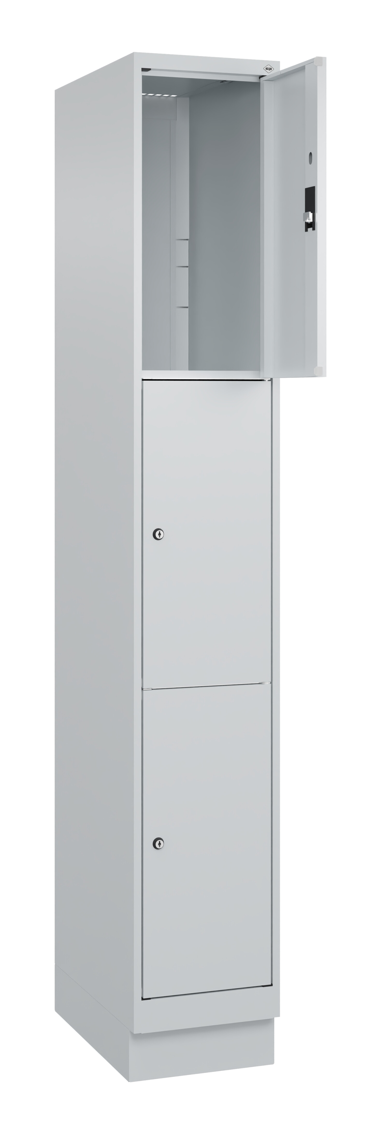 Schließfachschrank Classic Plus, Sockel, 3 Fächer, 1950x300x500mm