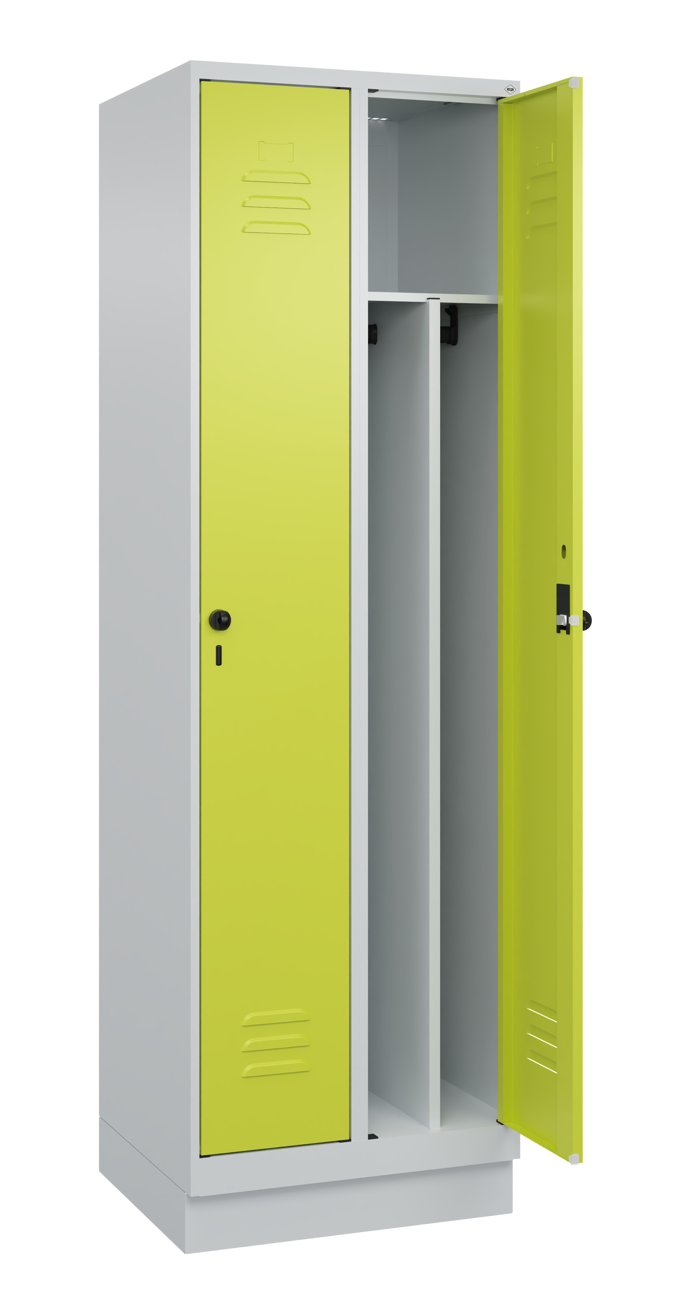 Spind Classic Plus, Sockel, 2 Abteile, 1950x600x500mm