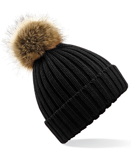 Beechfield Faux Fur Pop Pom Chunky Beanie Beechfield Faux Fur Pop Pom Chunky Beanie