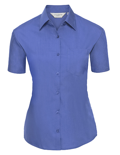Russell Collection Ladies´ Short Sleeve Poly-Cotton Easy Care Poplin Shirt Russell Collection Ladies´ Short Sleeve Poly-Cotton Easy Care Poplin Shirt
