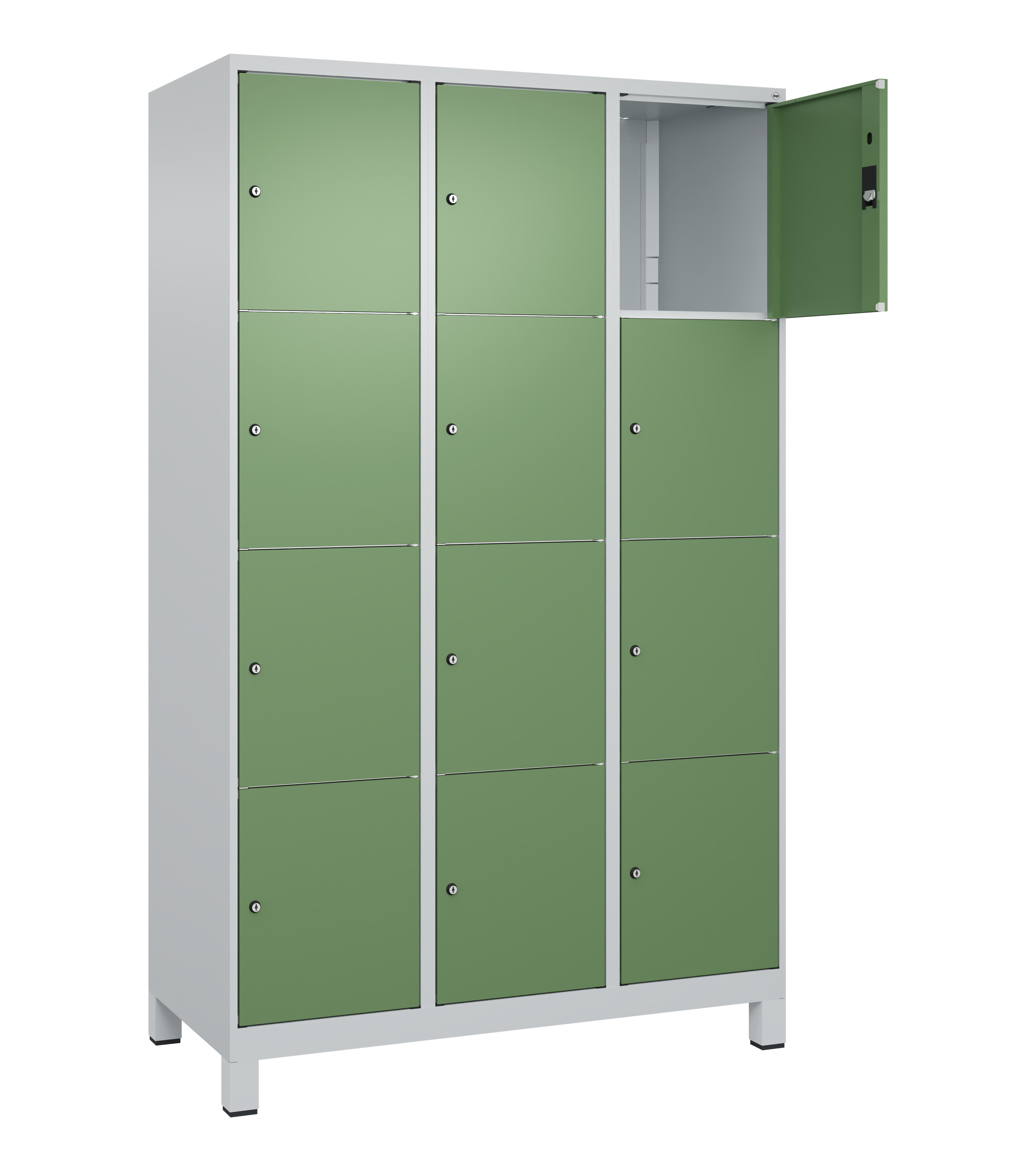 Schließfachschrank Classic Plus, Füße, 12 Fächer, 1950x1200x500mm Schließfachschrank Classic Plus, Füße, 12 Fächer, 1950x1200x500mm