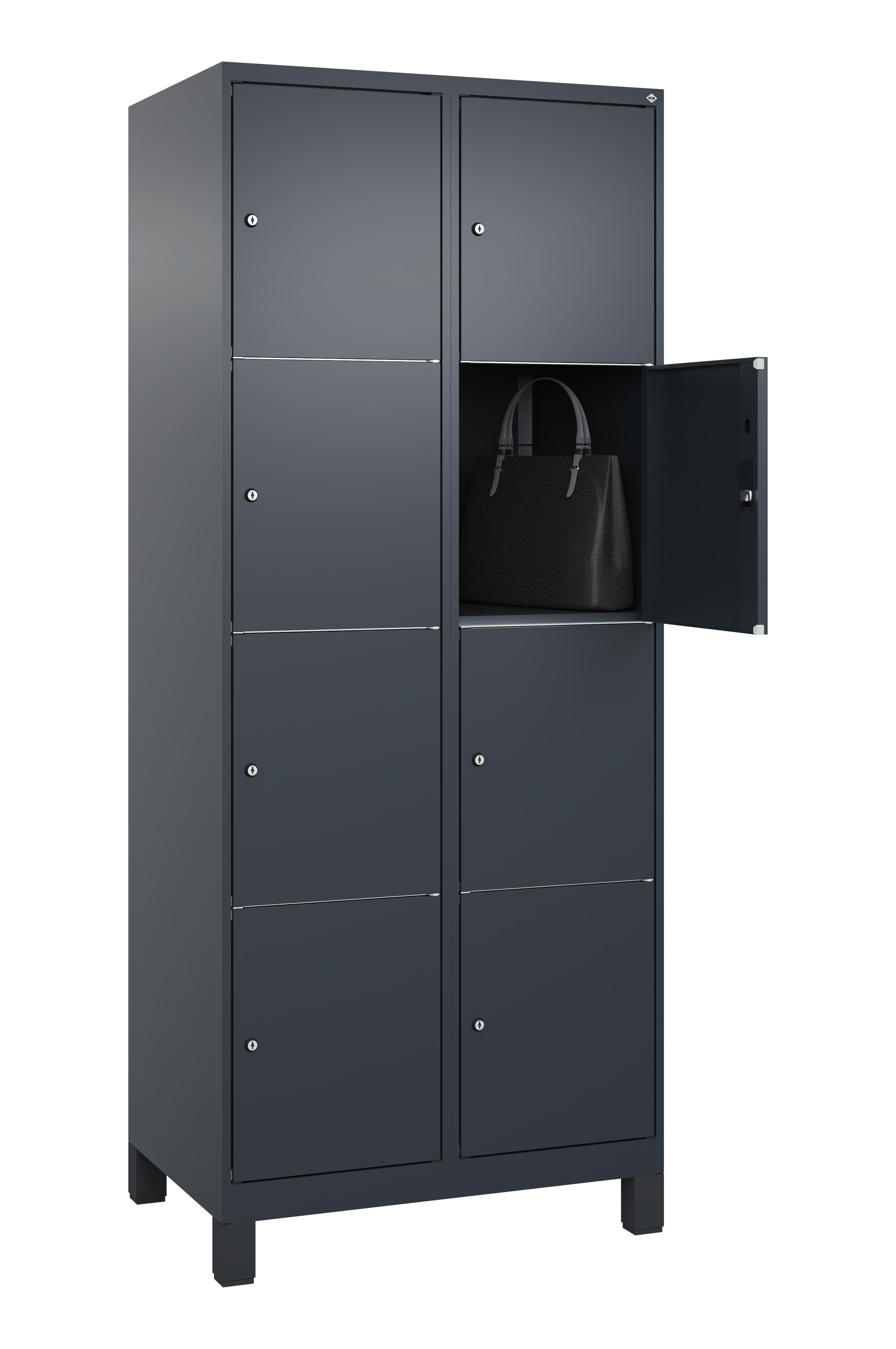 Schließfachschrank Classic Plus, Füße, 8 Fächer, 1950x800x500mm
