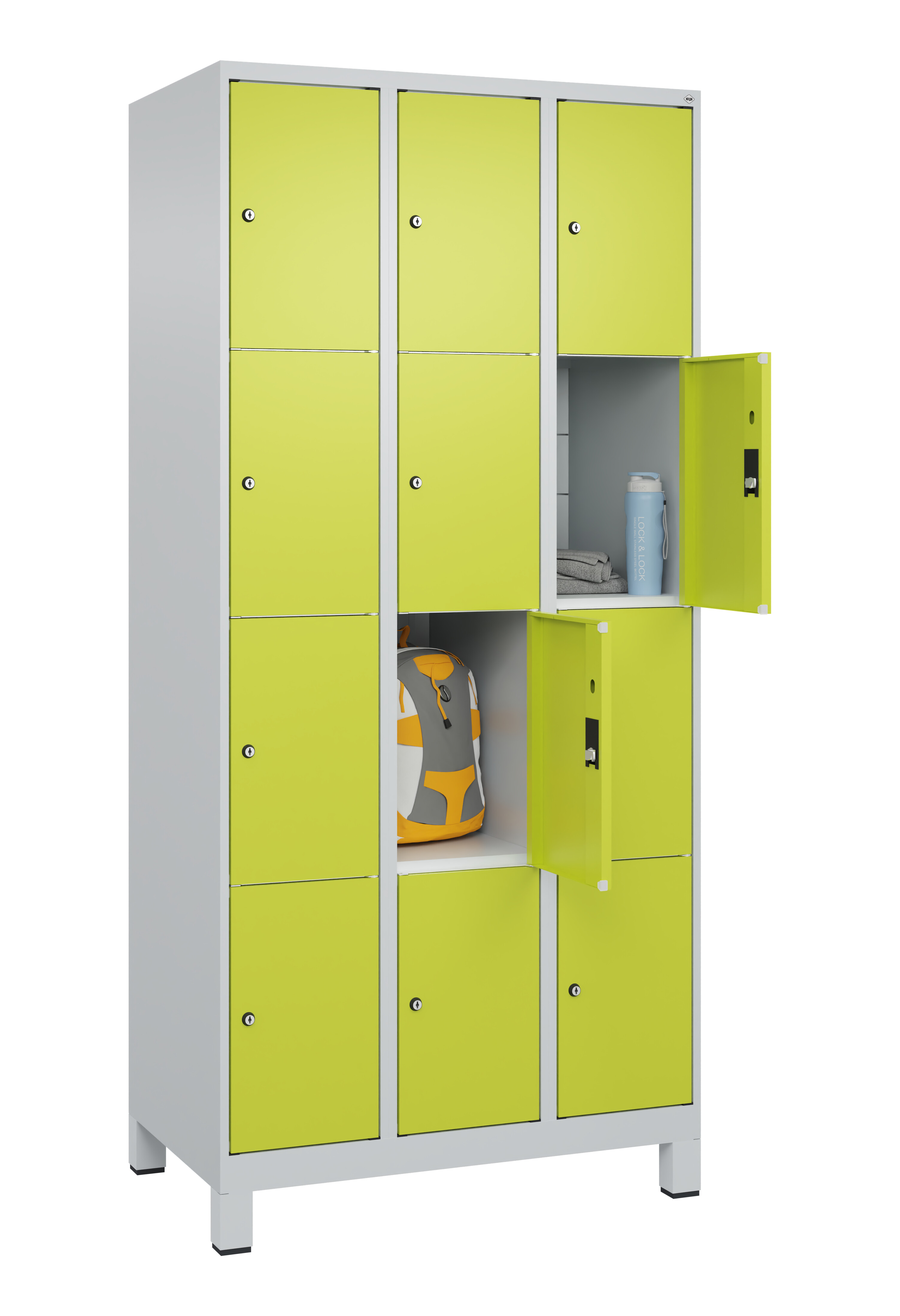 Schließfachschrank Classic Plus, Füße, 12 Fächer, 1950x900x500mm Schließfachschrank Classic Plus, Füße, 12 Fächer, 1950x900x500mm