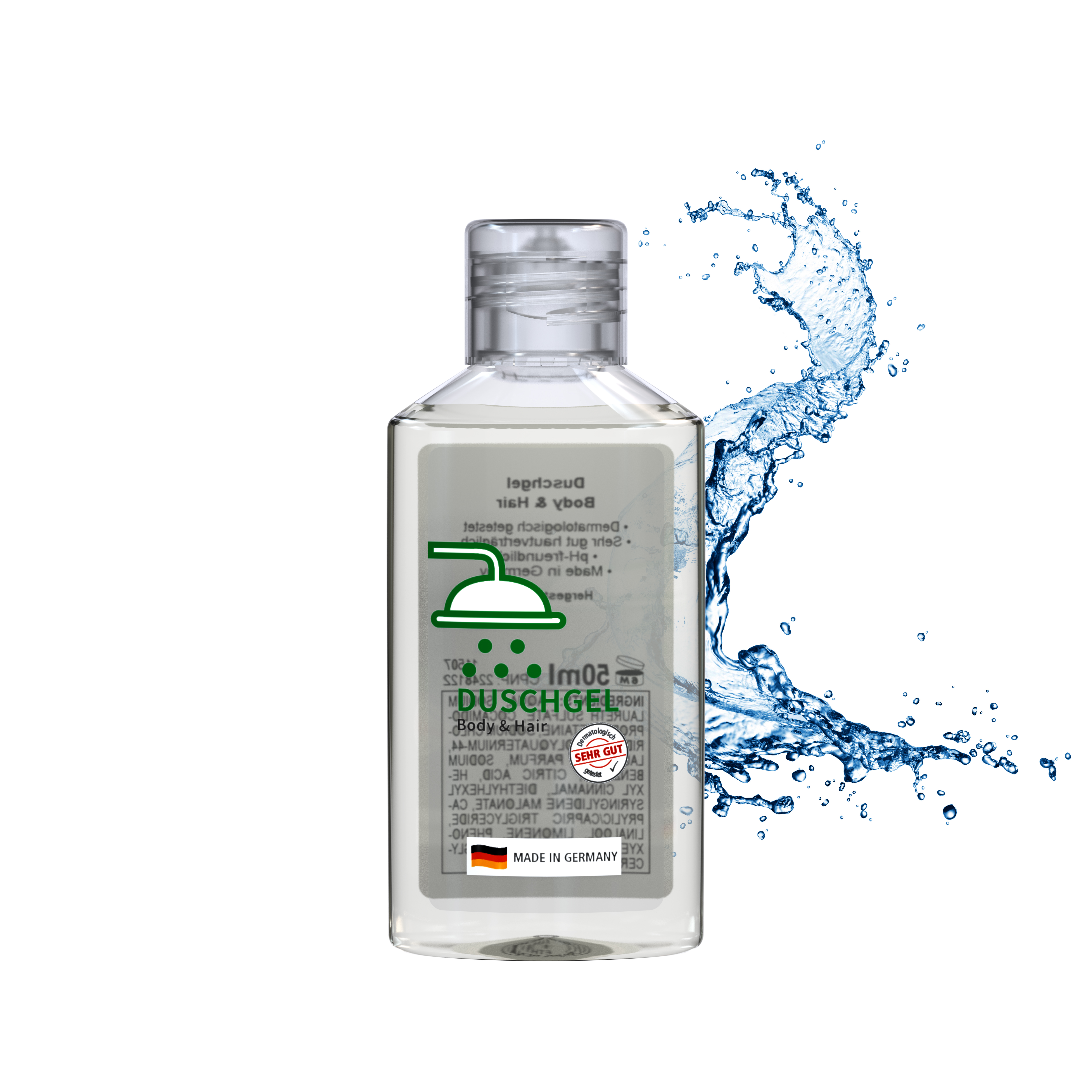 50 ml Flasche transp. - Duschgel Body & Hair - No Label Look 50 ml Flasche transp. - Duschgel Body & Hair - No Label Look