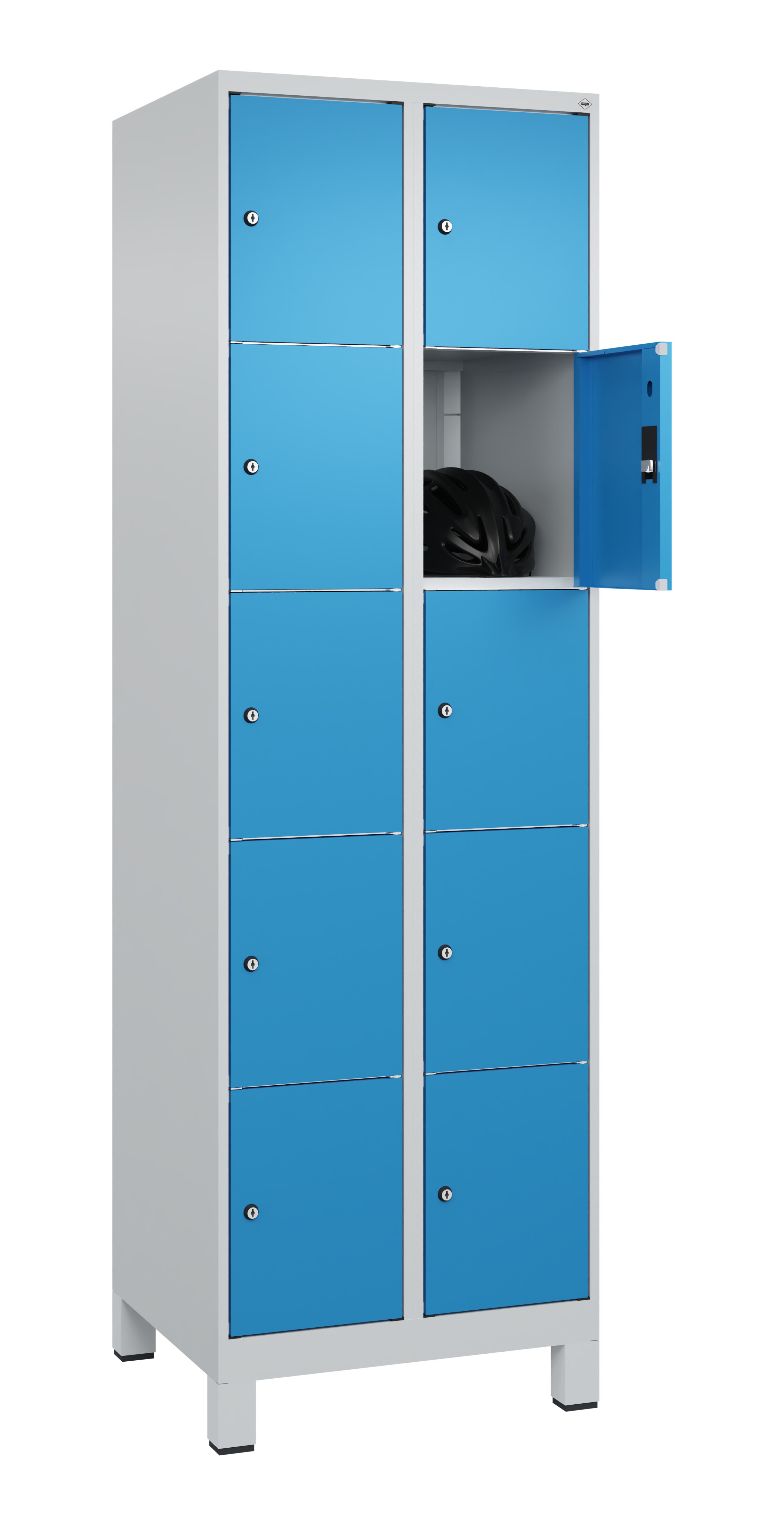 Schließfachschrank Classic Plus, Füße, 10 Fächer, 1950x600x500mm