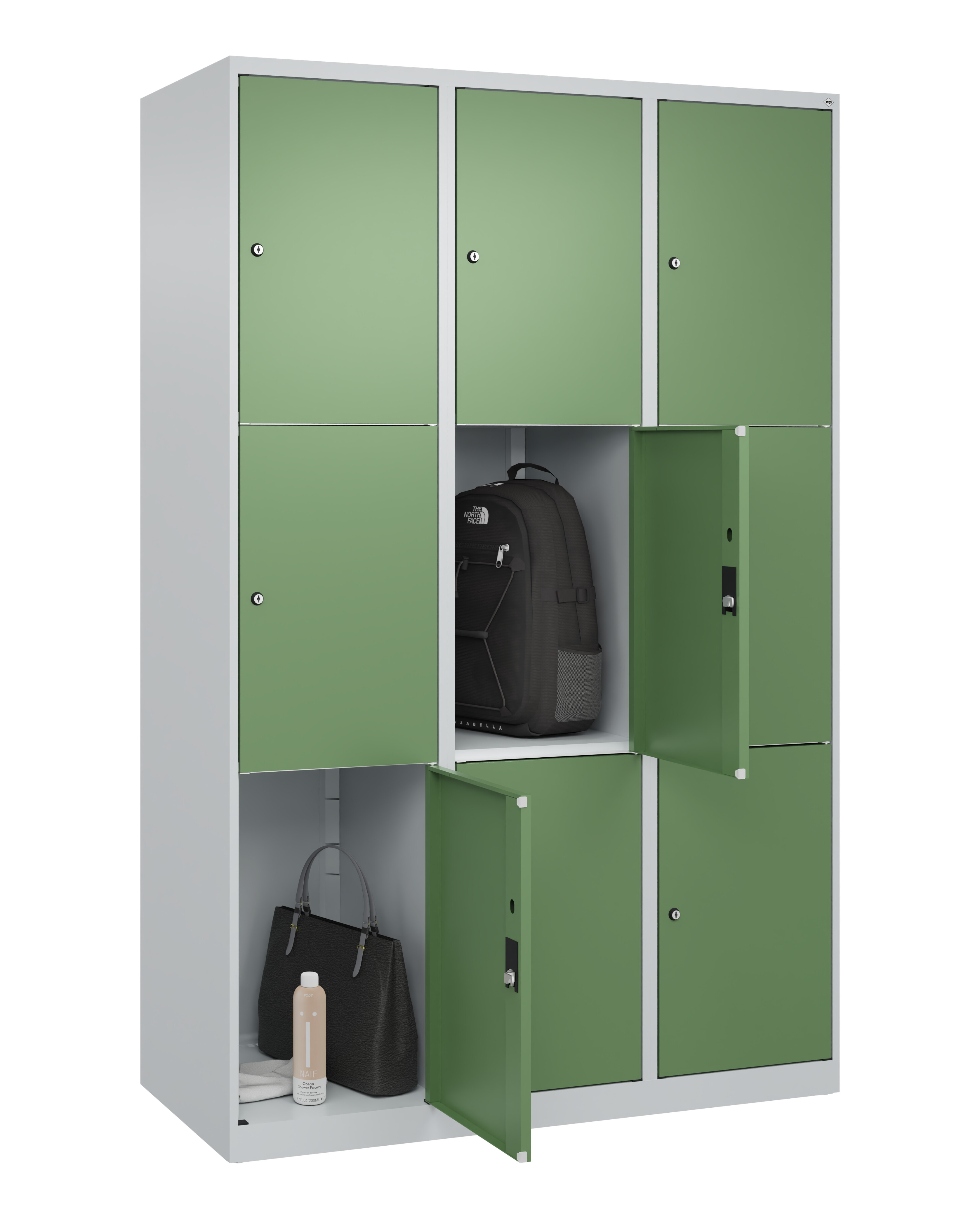 Schließfachschrank Classic Plus, 9 Fächer, 1850x1200x500mm