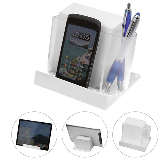 Smartphone--Tabletständer mit Zettelbox