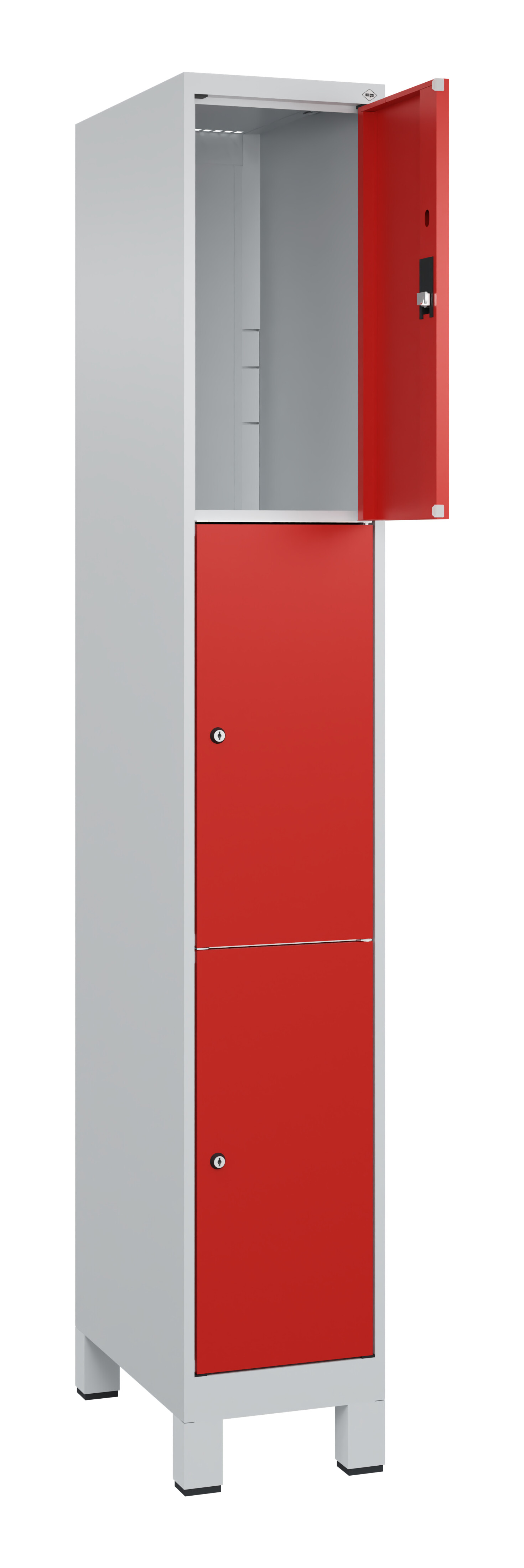 Schließfachschrank Classic Plus, Füße, 3 Fächer, 1950x300x500mm