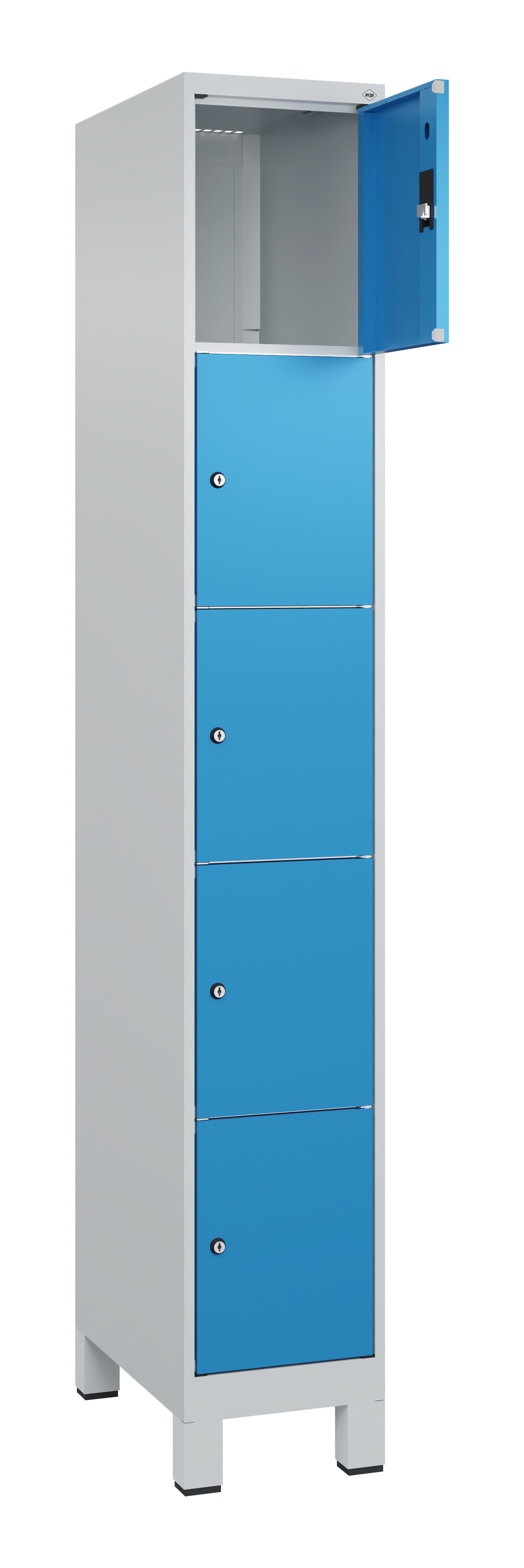 Schließfachschrank Classic Plus, Füße, 5 Fächer, 1950x300x500mm Schließfachschrank Classic Plus, Füße, 5 Fächer, 1950x300x500mm