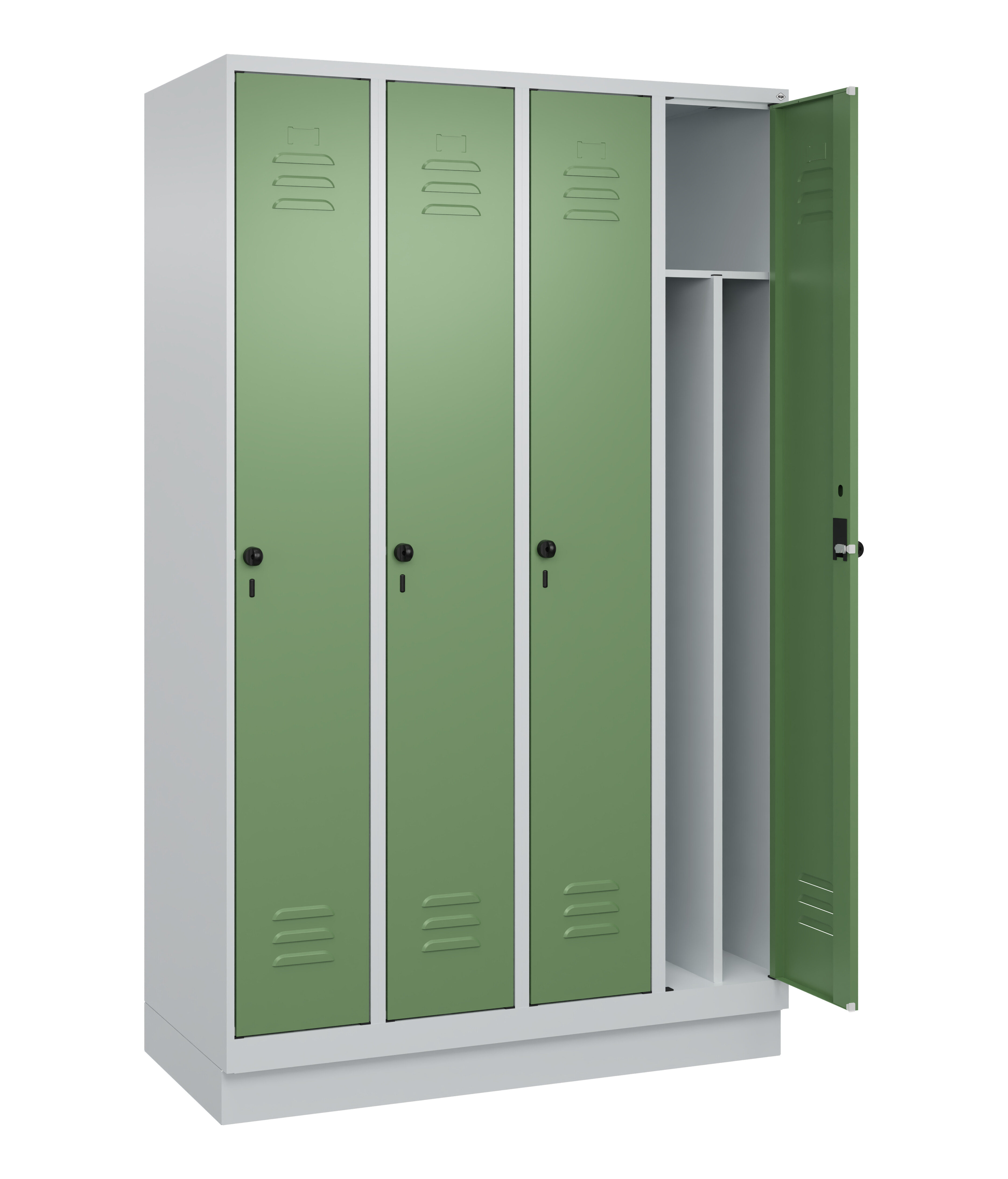 Spind Classic Plus, Sockel, 4 Abteile, 1950x1200x500mm