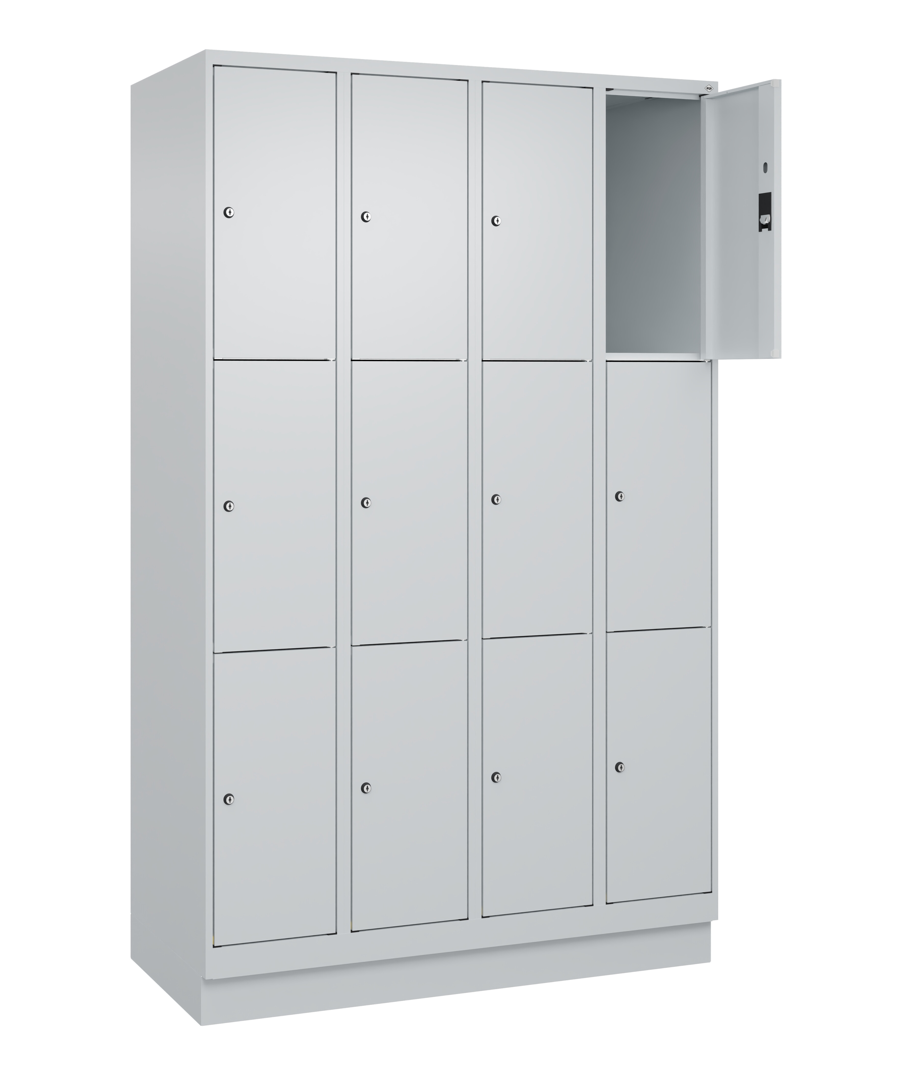 Schließfachschrank Classic Plus, Sockel, 12 Fächer, 1950x1200x500mm
