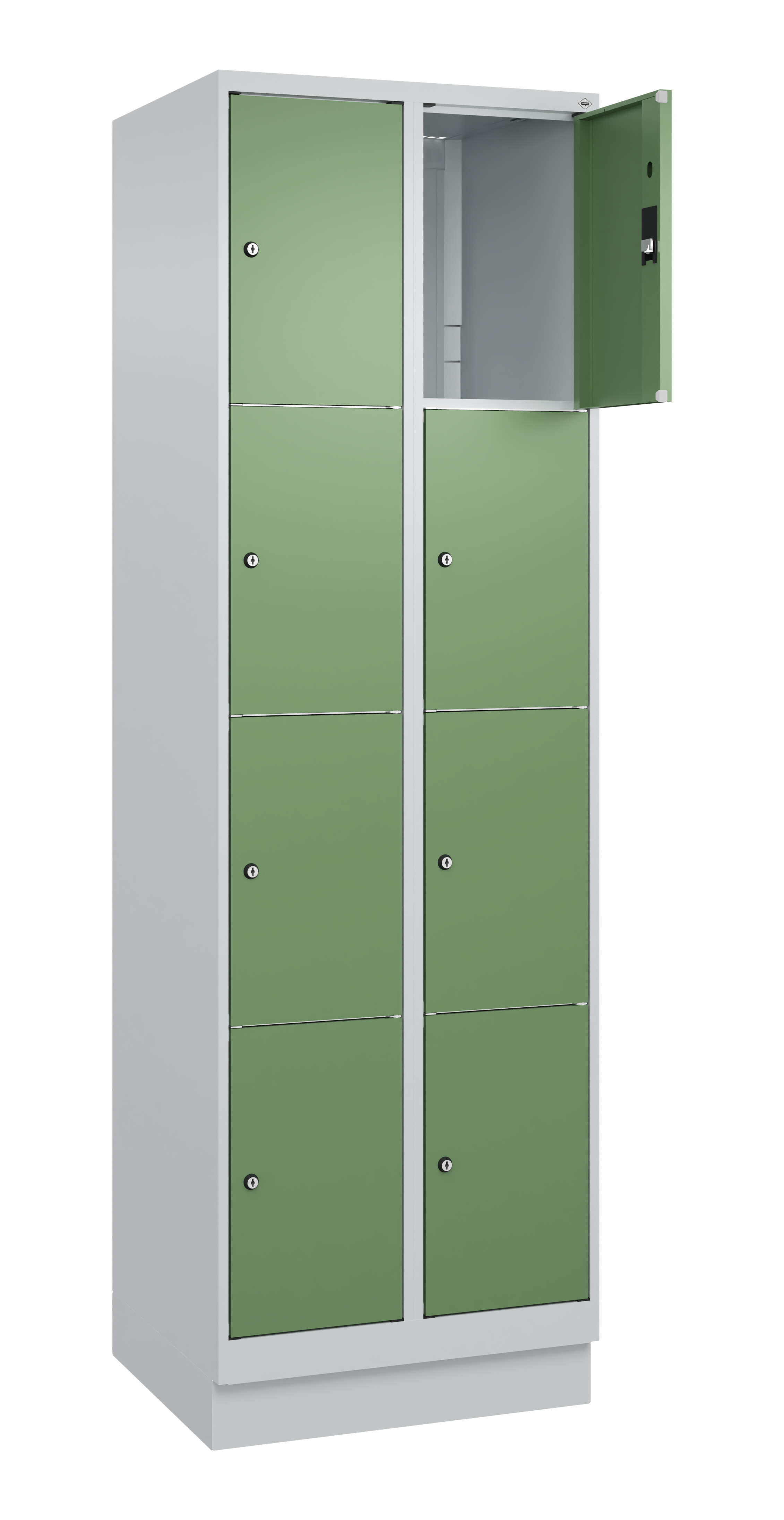 Schließfachschrank Classic Plus, Sockel, 8 Fächer, 1950x600x500mm