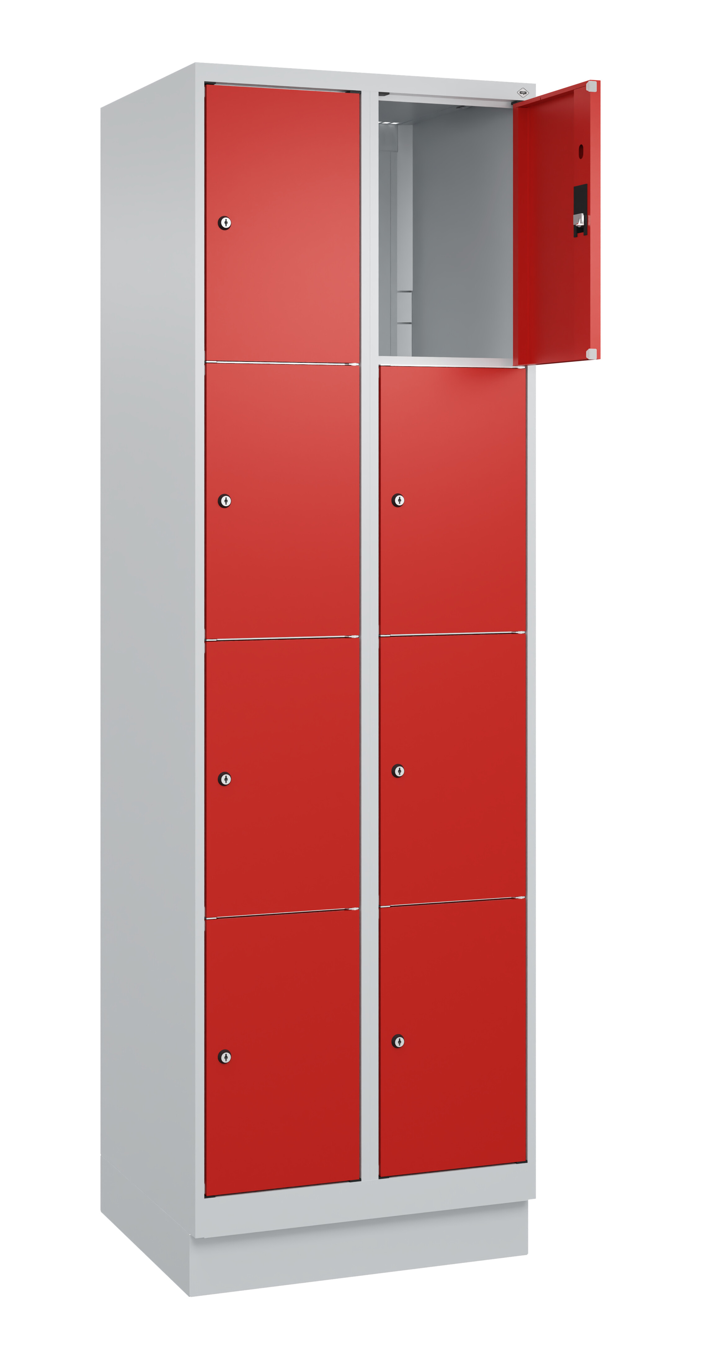 Schließfachschrank Classic Plus, Sockel, 8 Fächer, 1950x600x500mm