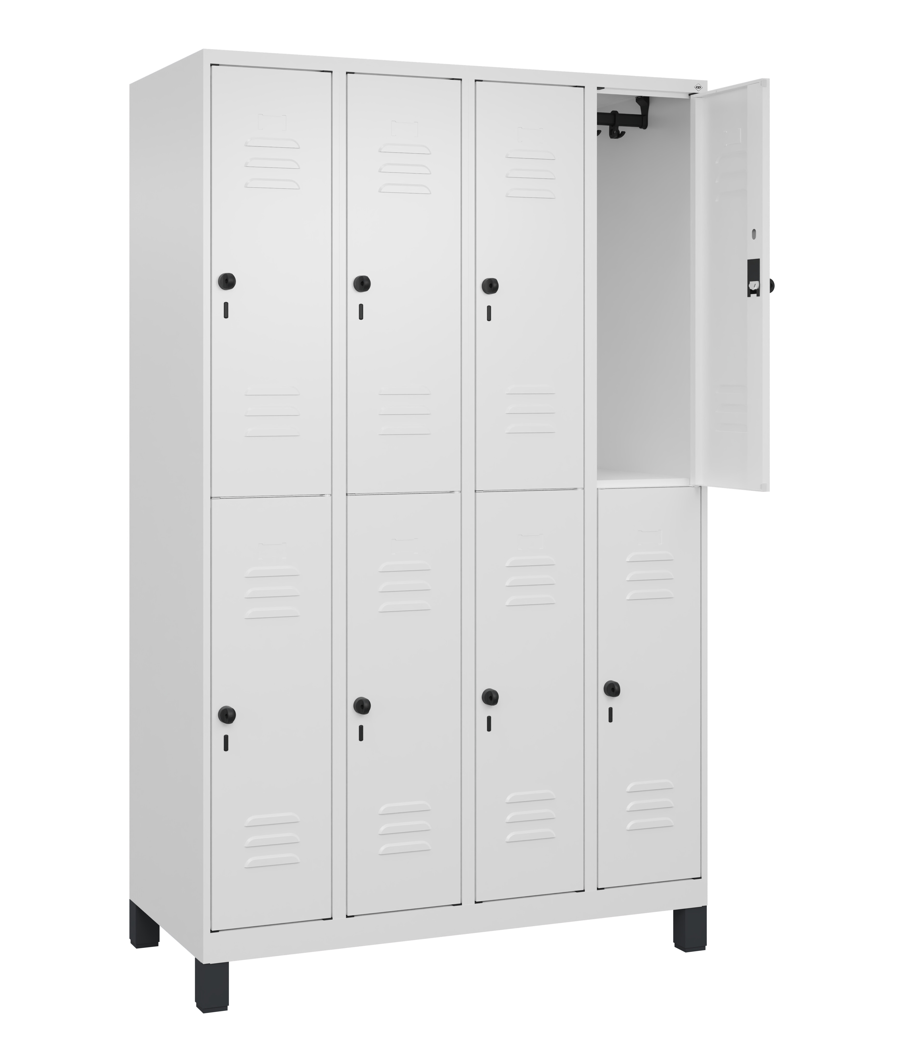 Doppelstock-Spind Classic Plus, Füße, 8 Fächer, 1950x1200x500mm
