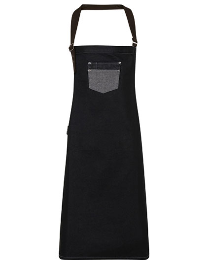 Premier Workwear Division Waxed Look Denim Bib Apron With Faux Leather Premier Workwear Division Waxed Look Denim Bib Apron With Faux Leather