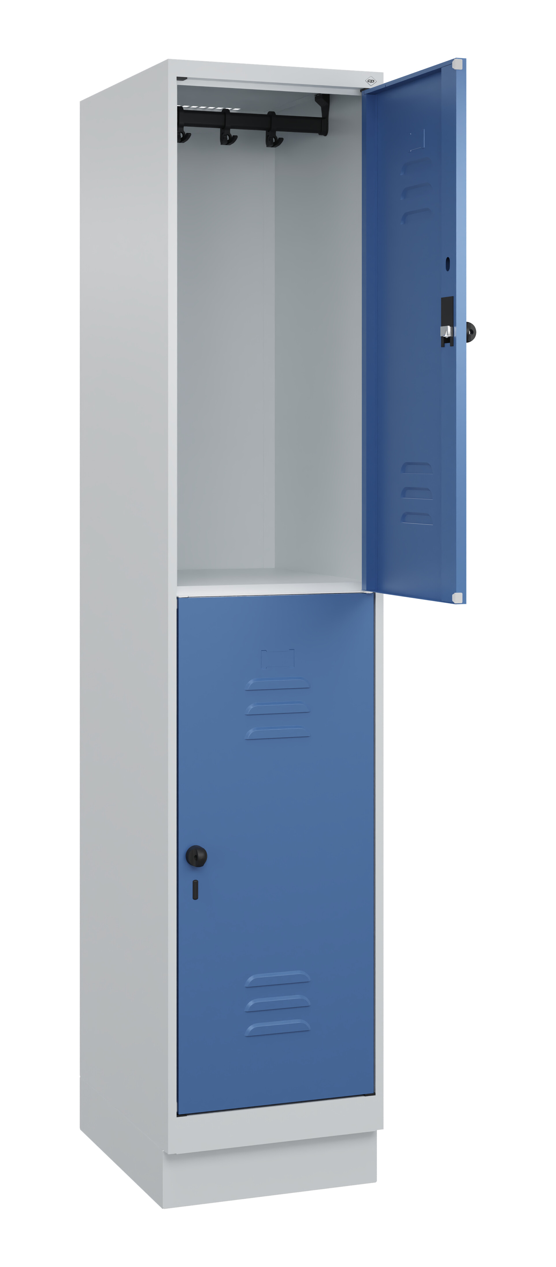 Doppelstock-Spind Classic Plus, Sockel, 2 Fächer, 1950x400x500mm