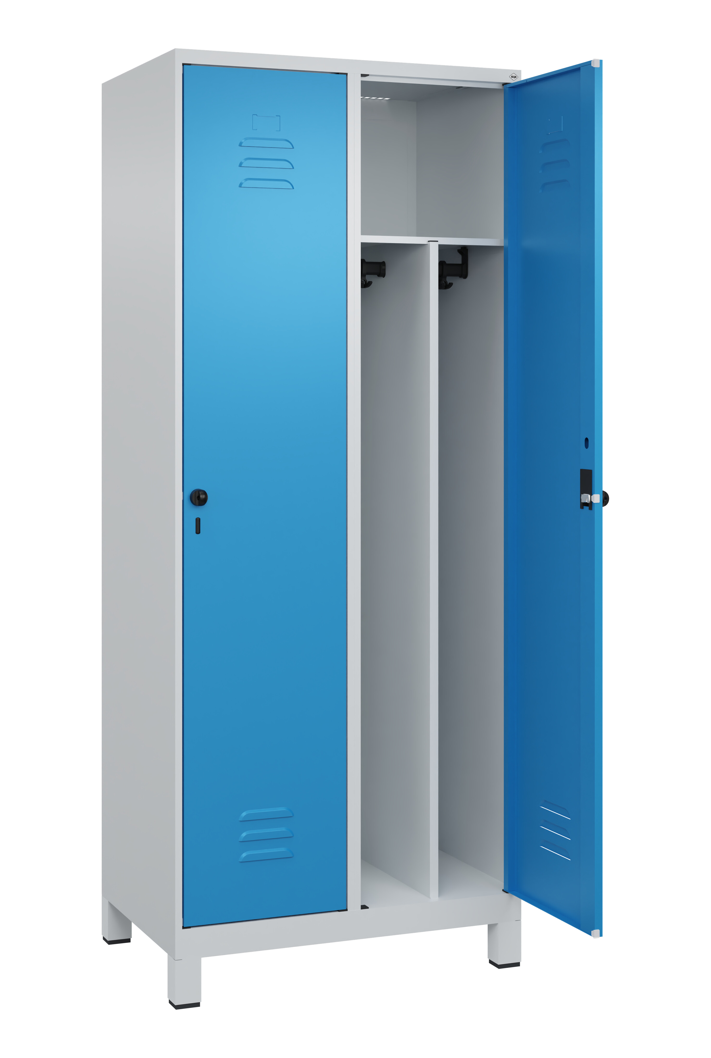 Spind Classic Plus, Füße, 2 Abteile, 1950x800x500mm Spind Classic Plus, Füße, 2 Abteile, 1950x800x500mm