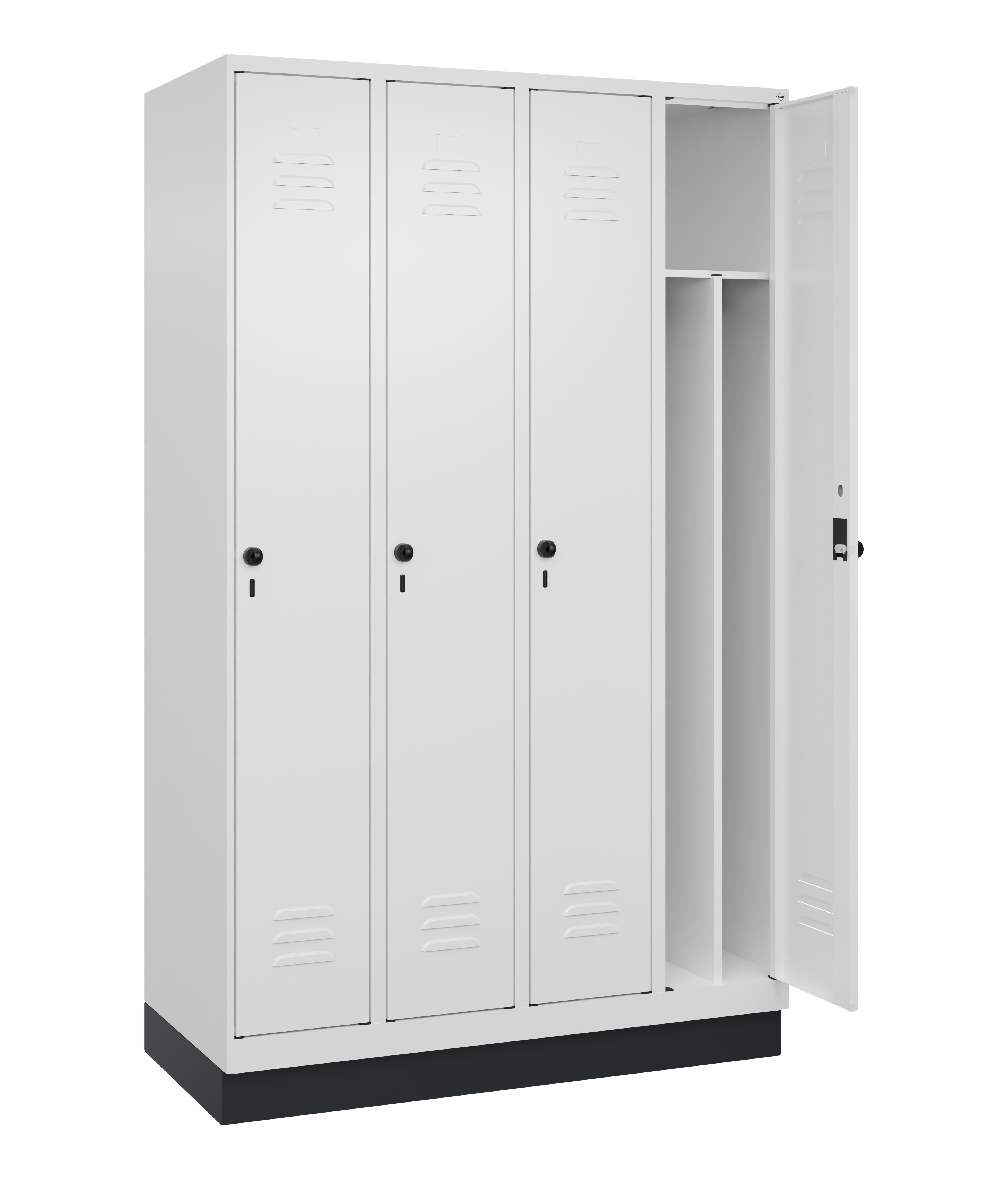Spind Classic Plus, Sockel, 4 Abteile, 1950x1200x500mm