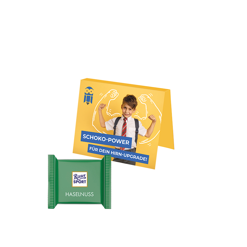Werbekarte Midi Ritter SPORT mini Haselnuss