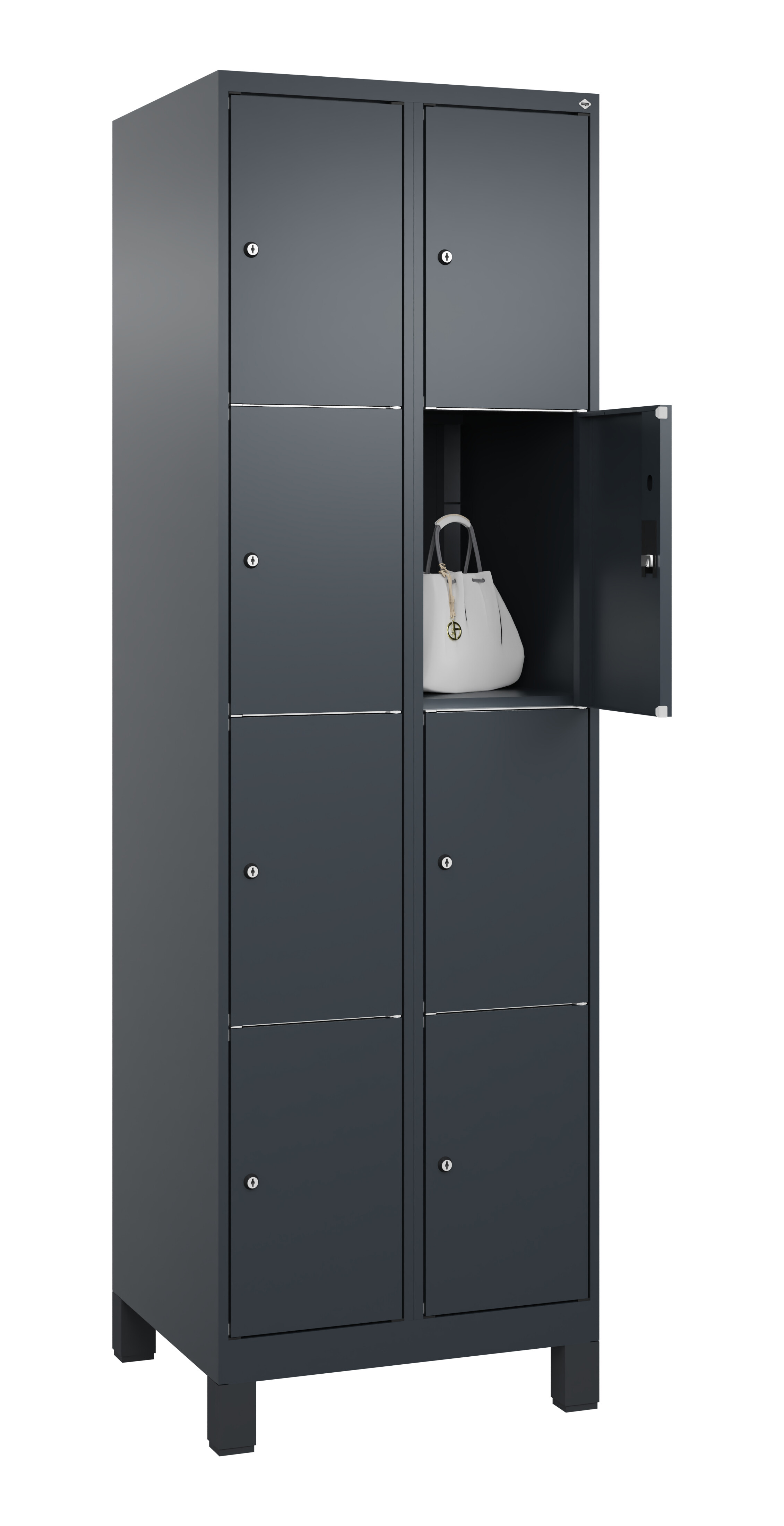 Schließfachschrank Classic Plus, Füße, 8 Fächer, 1950x600x500mm Schließfachschrank Classic Plus, Füße, 8 Fächer, 1950x600x500mm