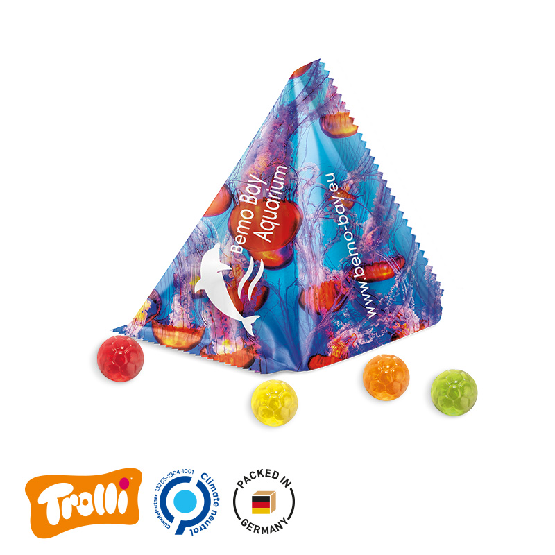 Fruchtgummi Tetraeder Folie weiß Trolli Fruchtgummi Fußbälle