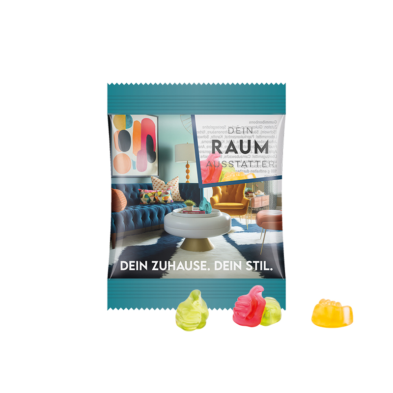 Minitüte 15 g Folie transparent Trolli Fruchtgummi Daumen Minitüte 15 g Folie transparent Trolli Fruchtgummi Daumen