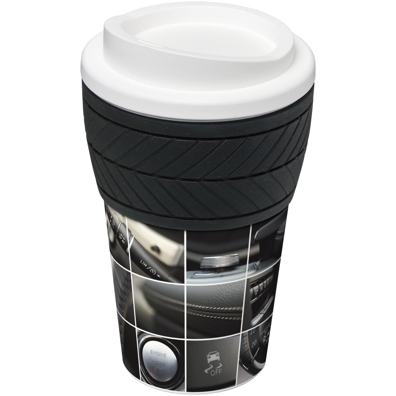 Brite-Americano® 350 ml Isolierbecher mit Schutzring Reifen-Design