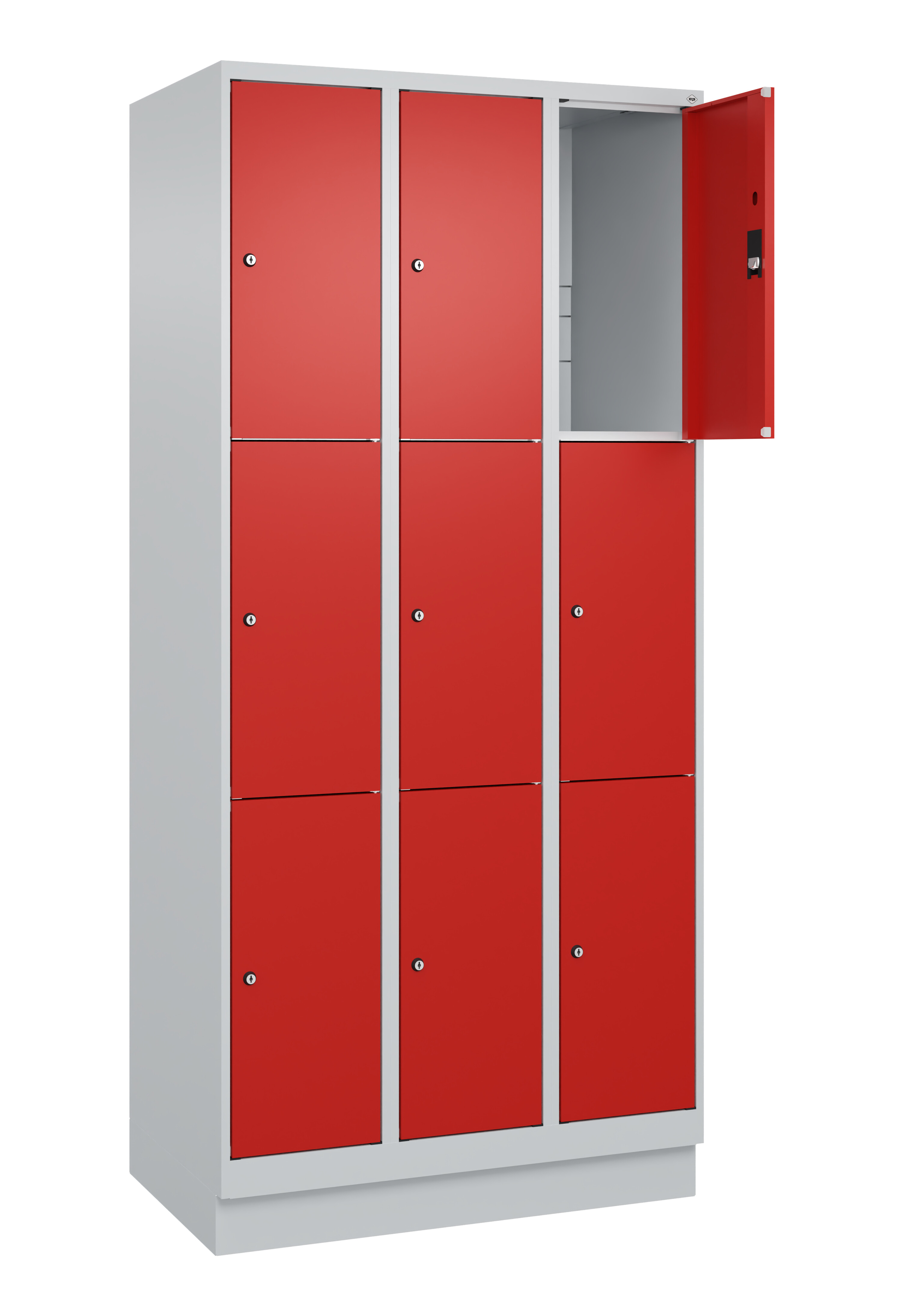 Schließfachschrank Classic Plus, Sockel, 9 Fächer, 1950x900x500mm Schließfachschrank Classic Plus, Sockel, 9 Fächer, 1950x900x500mm