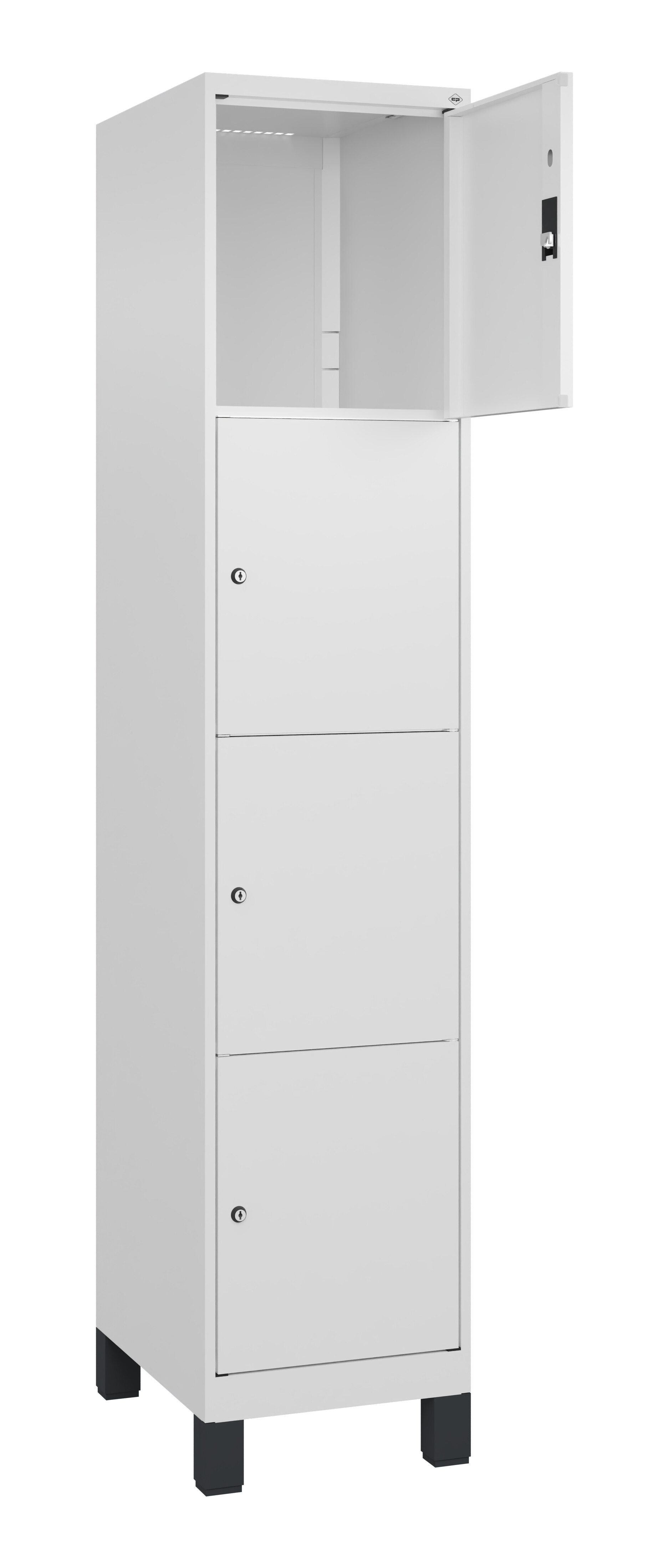 Schließfachschrank Classic Plus, Füße, 4 Fächer, 1950x400x500mm Schließfachschrank Classic Plus, Füße, 4 Fächer, 1950x400x500mm