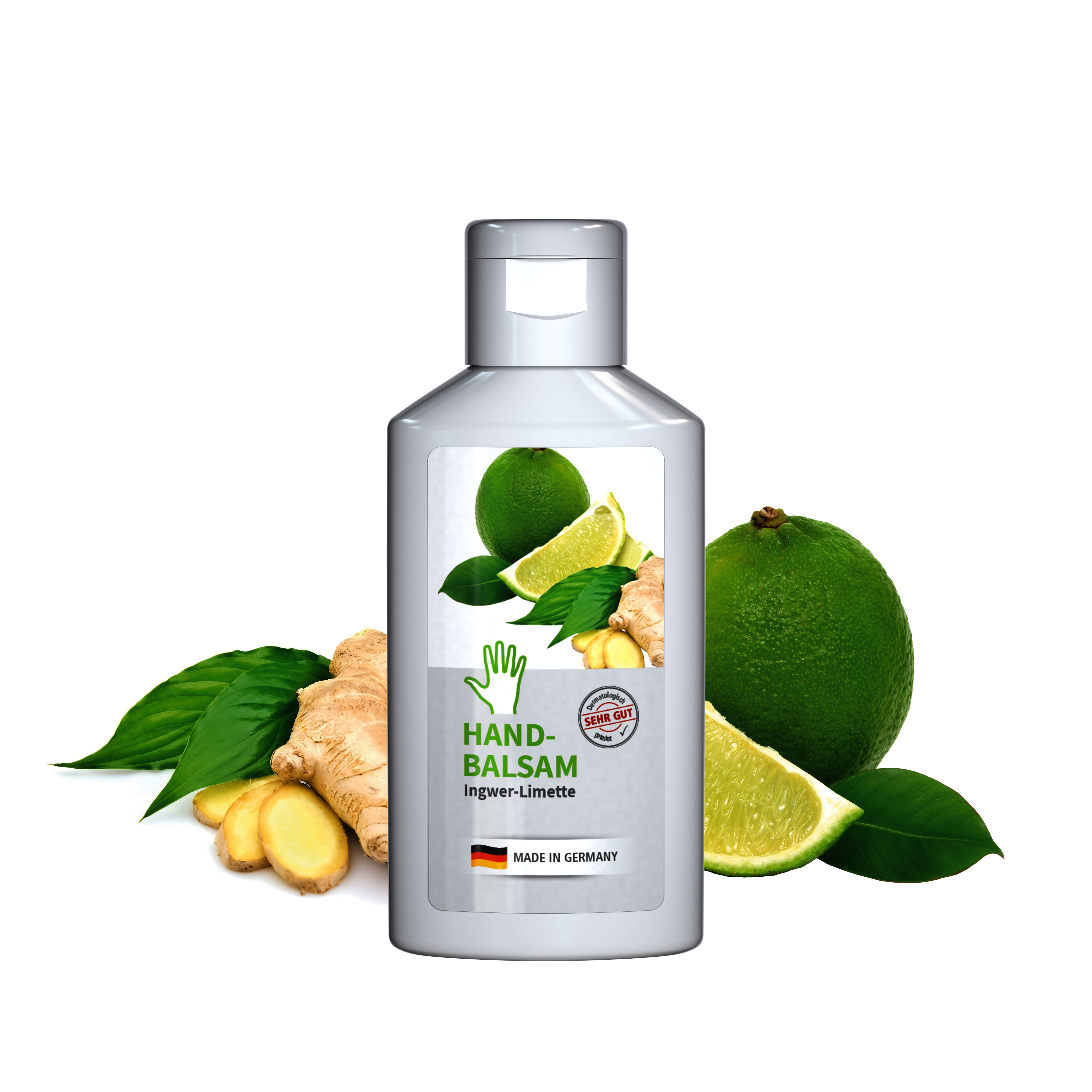 50 ml Flasche weiß - Handbalsam Ingwer - Limette - Body Label 50 ml Flasche weiß - Handbalsam Ingwer - Limette - Body Label