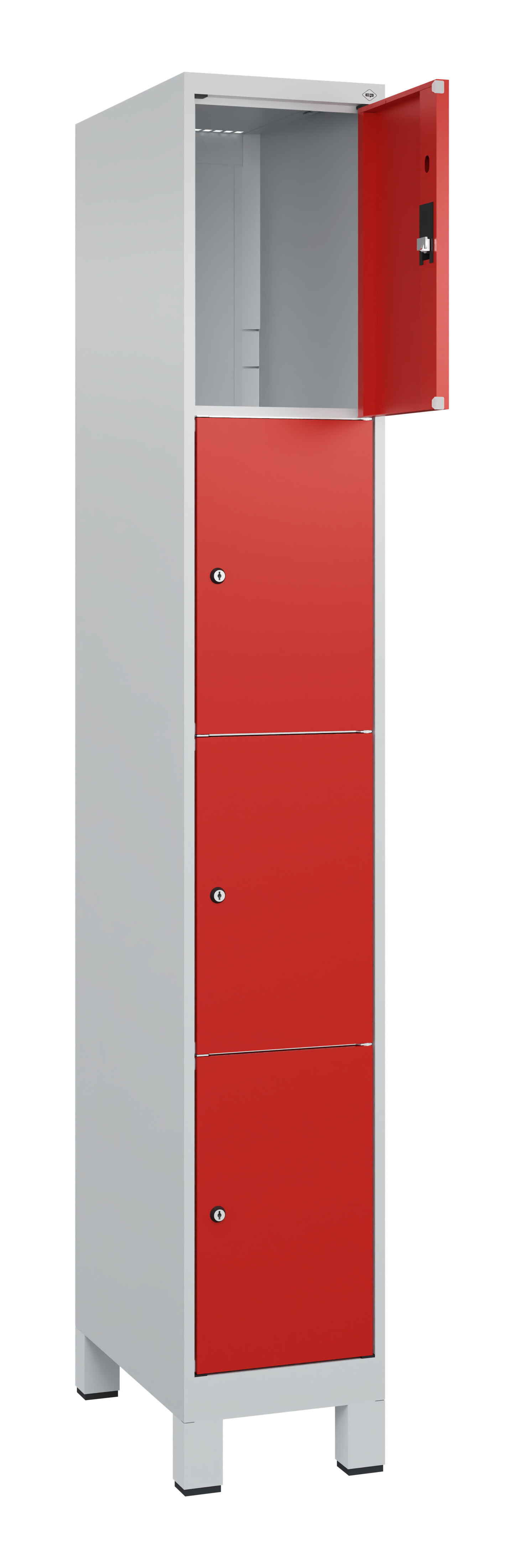 Schließfachschrank Classic Plus, Füße, 4 Fächer, 1950x300x500mm