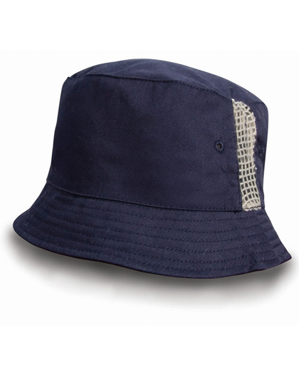 Result Headwear Deluxe Washed Cotton Bucket Hat With Side Mesh Panels Result Headwear Deluxe Washed Cotton Bucket Hat With Side Mesh Panels