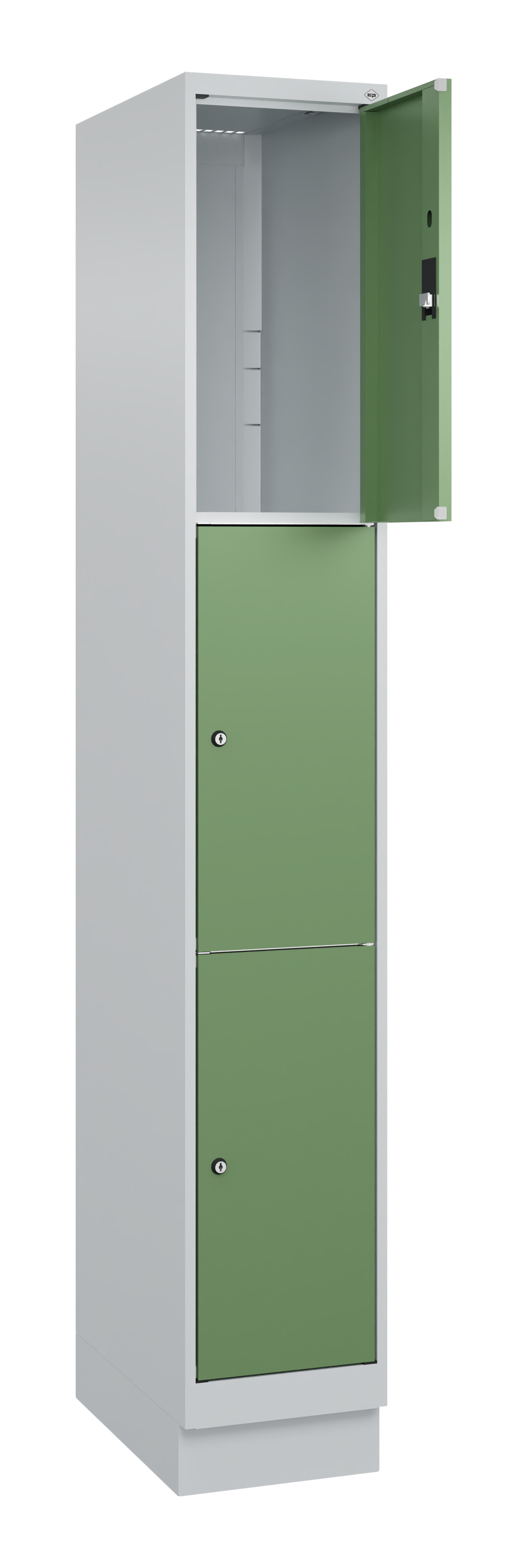 Schließfachschrank Classic Plus, Sockel, 3 Fächer, 1950x300x500mm