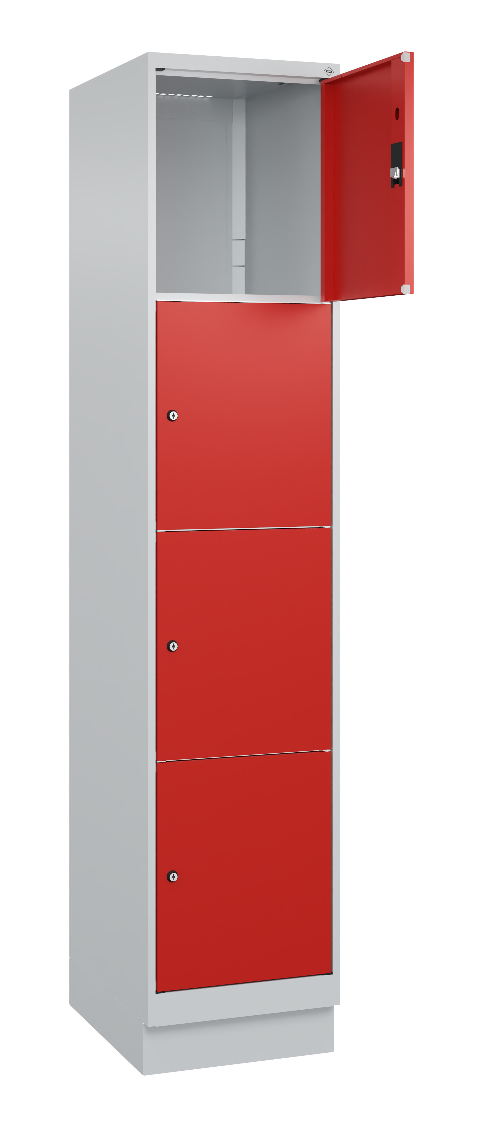 Schließfachschrank Classic Plus, Sockel, 4 Fächer, 2120x400x500mm Schließfachschrank Classic Plus, Sockel, 4 Fächer, 2120x400x500mm