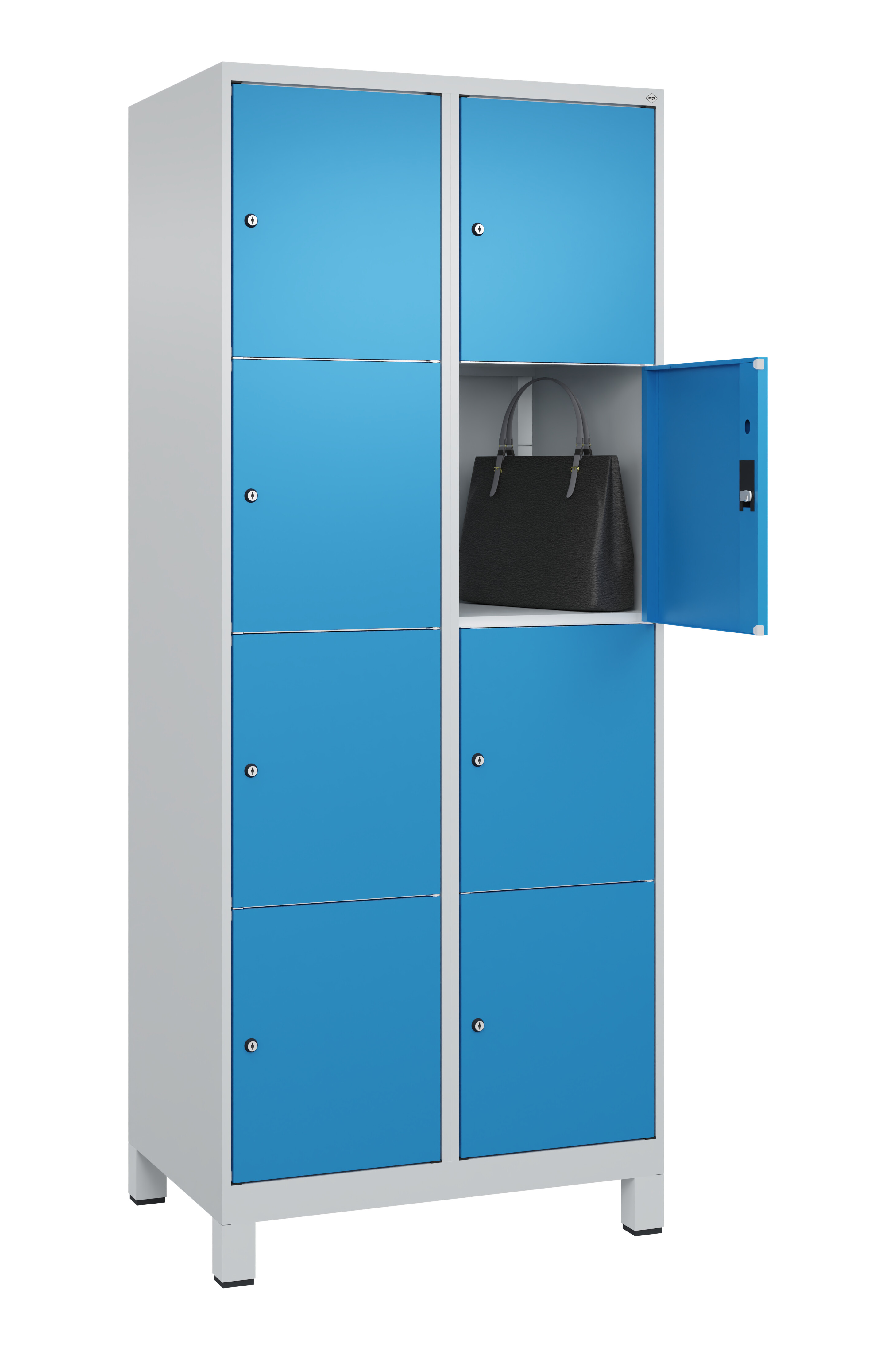 Schließfachschrank Classic Plus, Füße, 8 Fächer, 1950x800x500mm Schließfachschrank Classic Plus, Füße, 8 Fächer, 1950x800x500mm