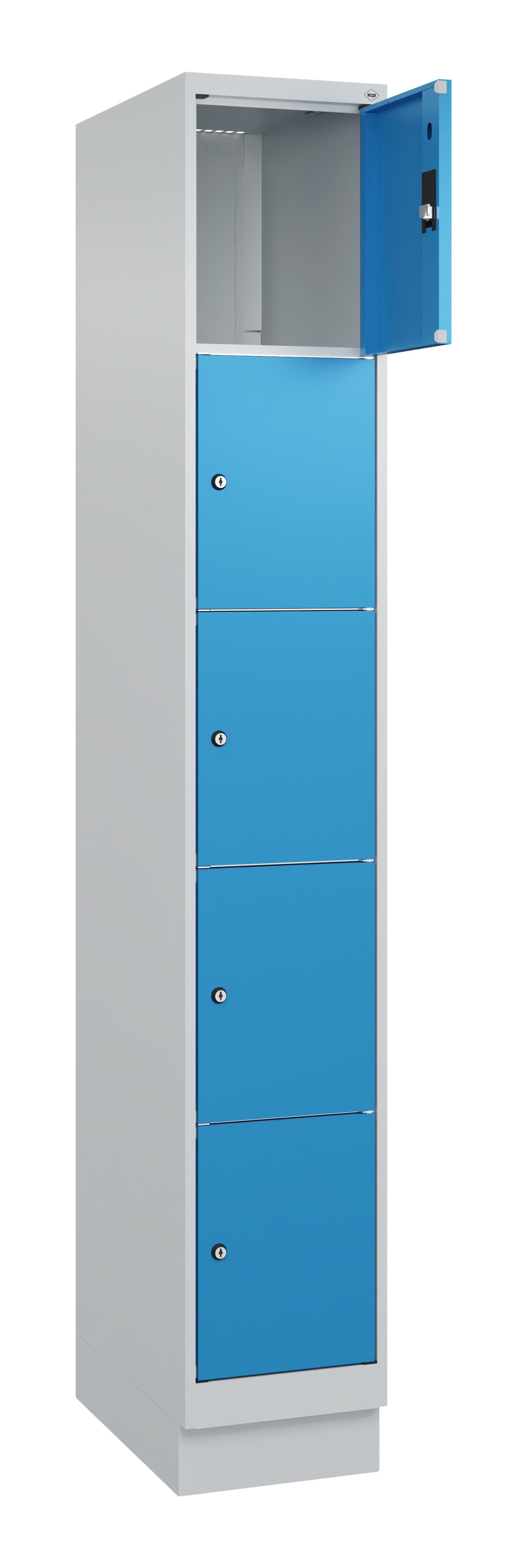 Schließfachschrank Classic Plus, Sockel, 5 Fächer, 1950x300x500mm Schließfachschrank Classic Plus, Sockel, 5 Fächer, 1950x300x500mm