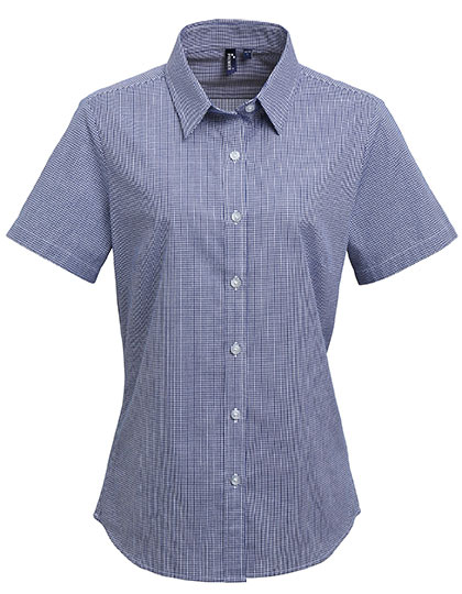 Premier Workwear Women´s Microcheck (Gingham) Short Sleeve Cotton Shirt Premier Workwear Women´s Microcheck (Gingham) Short Sleeve Cotton Shirt