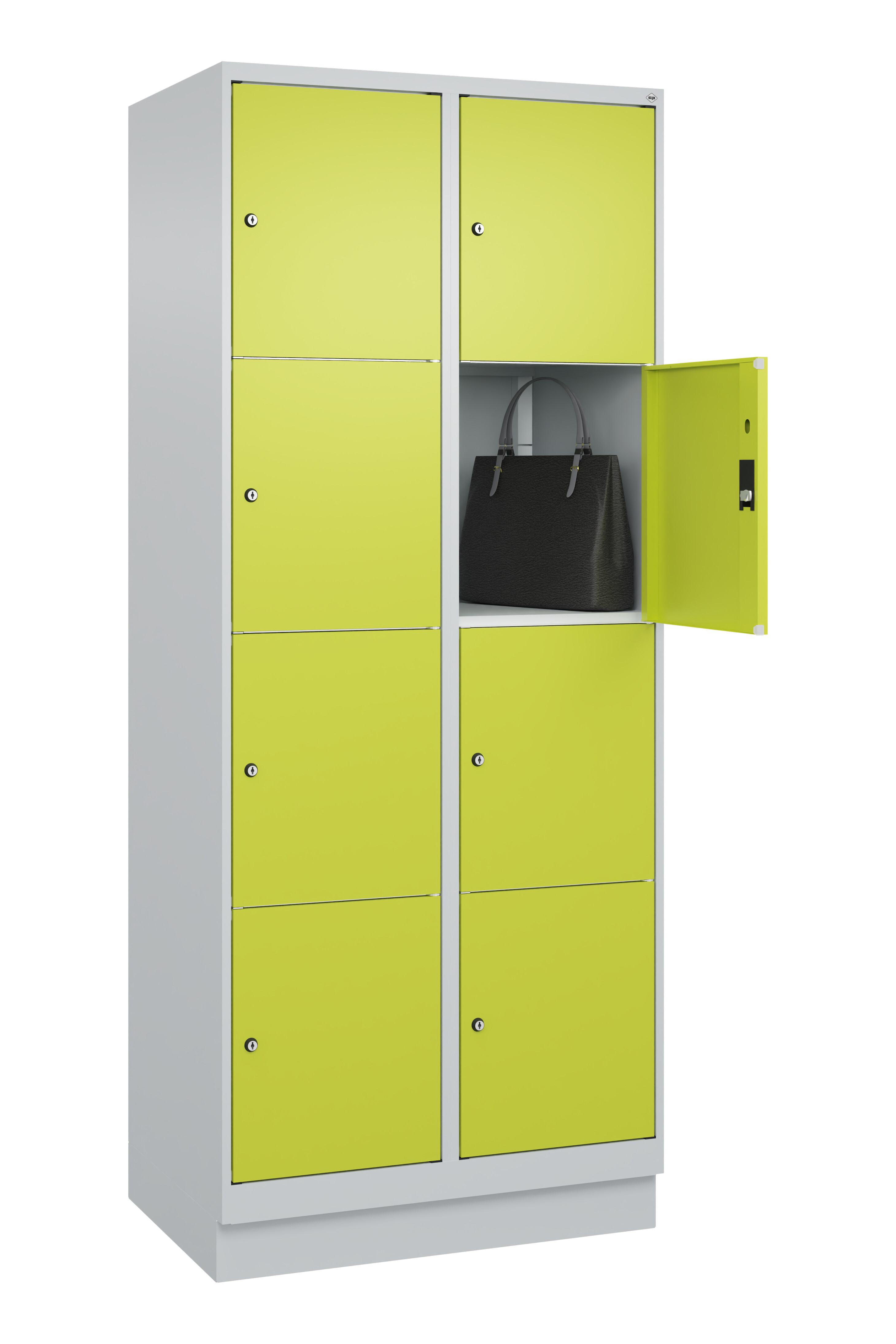 Schließfachschrank Classic Plus, Sockel, 8 Fächer, 2120x800x500mm Schließfachschrank Classic Plus, Sockel, 8 Fächer, 2120x800x500mm