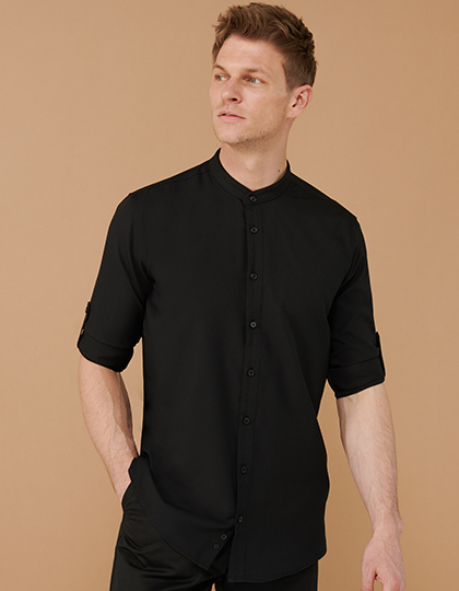 Henbury Men´s Mandarin Shirt Roll Tab Sleeve